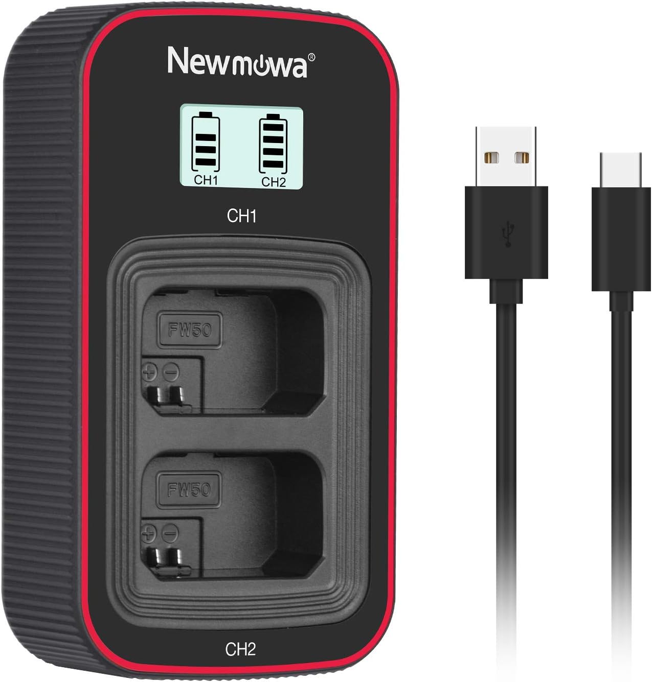 PowerTrust 2Pcs NP-FW50 Akku und Ladegerät für Sony ZV-E10, Alpha 6300