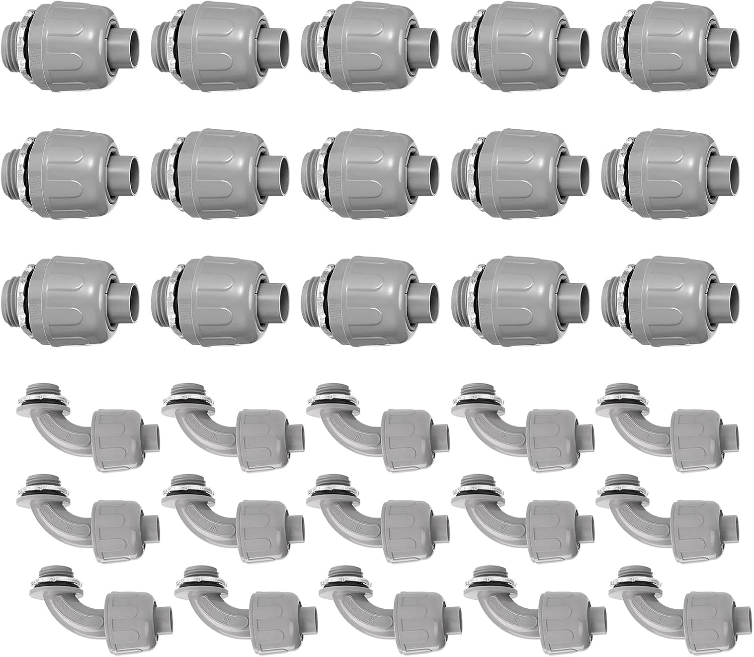 Conduit Elbow Connectors Threaded Not Metallic Liquid Tight Fittings for Flexible PVC Electrical Install Flexible Connectors for Outdoor Use