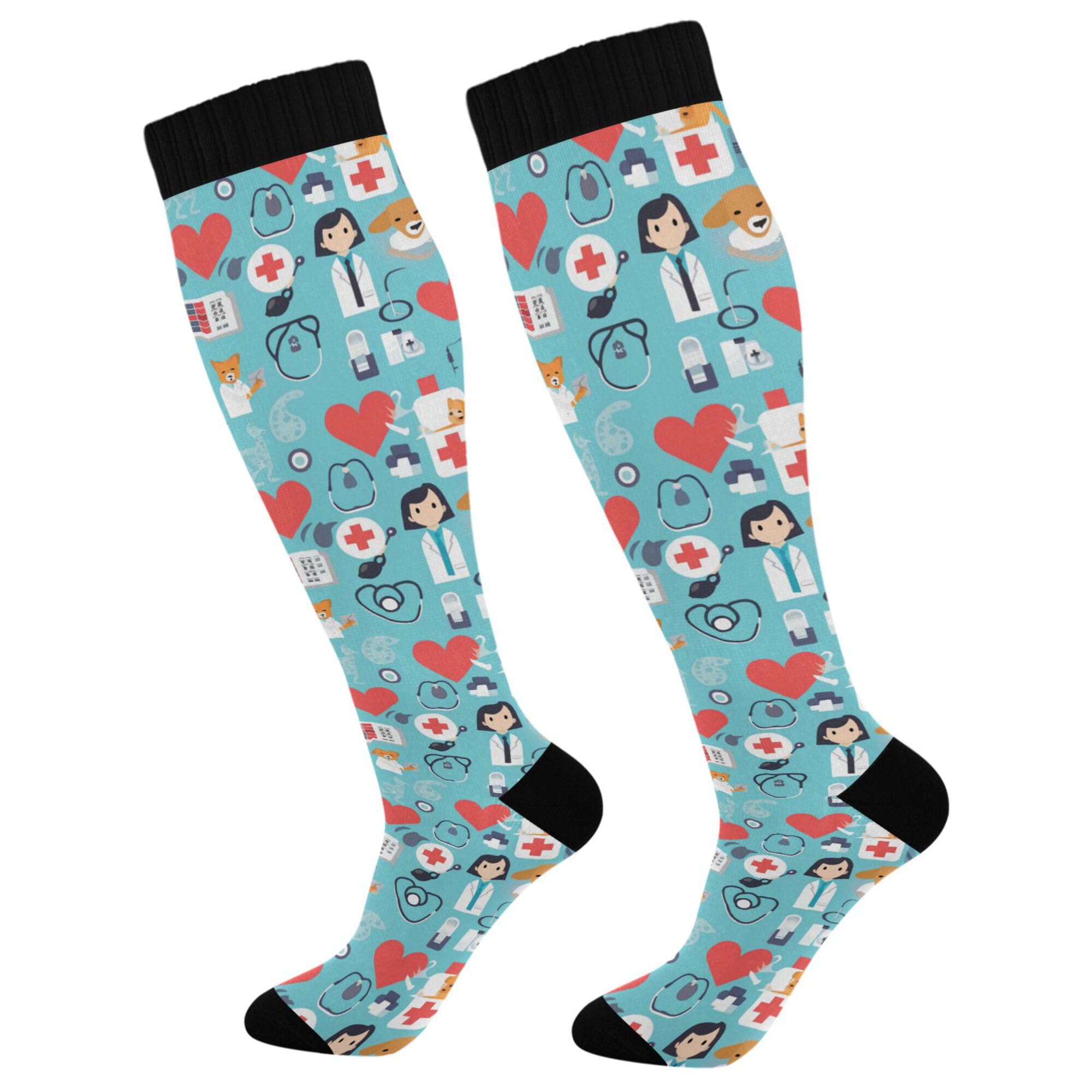 KLL Compression Socks for Men and Women Circulation Wide Calf Knee High Socks Support for Running Medical Travel