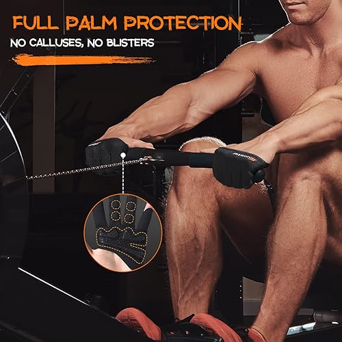 Miniatura 4 de SueStar Partial Weight Lifting Gloves, 34 Finger Workout Gloves for Men Women, Full Palm Protection & Silicone Grip Gym for Weightlifting Exercise