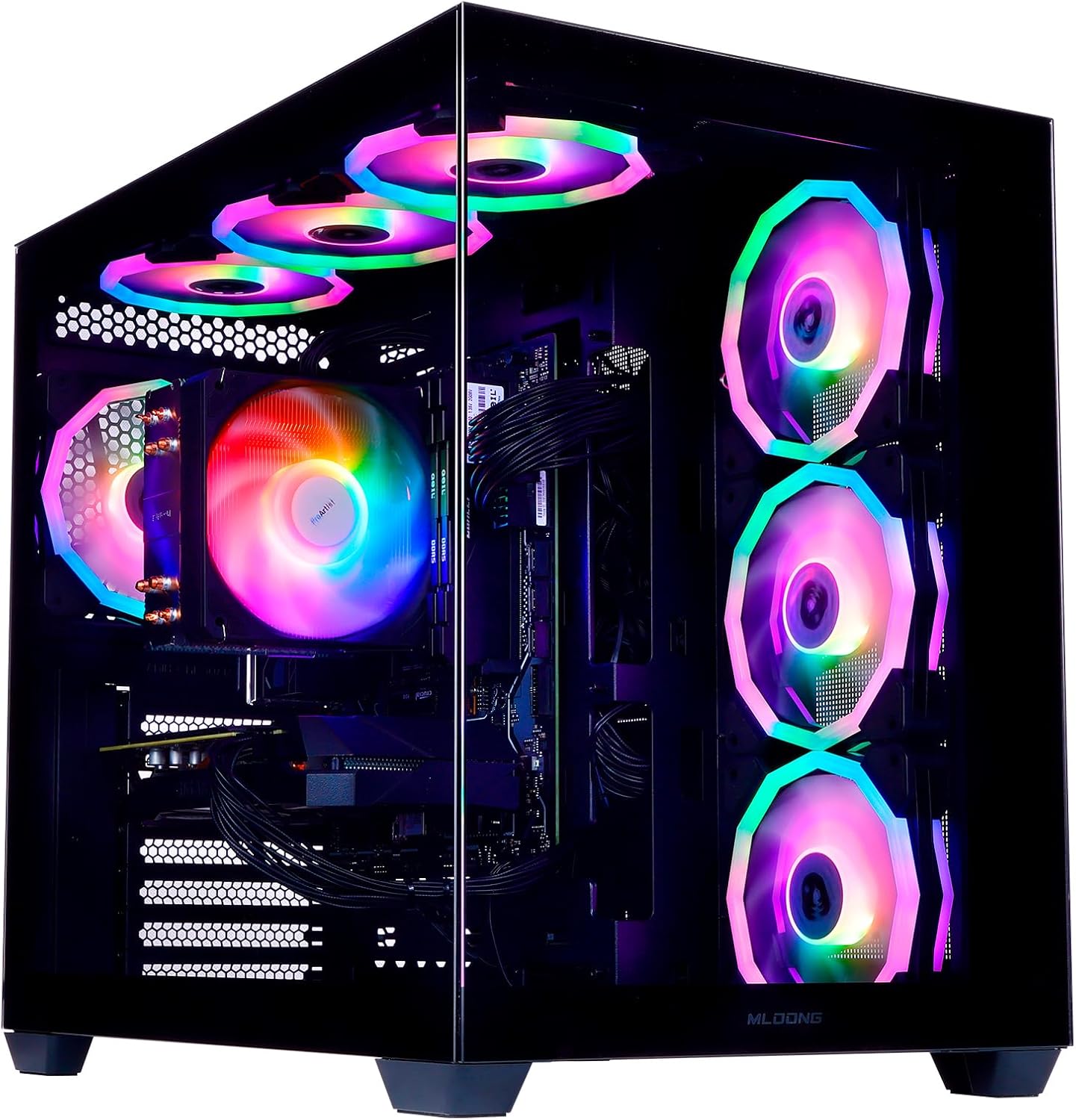 MLOONG Gaming PC Desktop, AMD Ryzen 5 5500 6 core 3.6GHz(up to 4.2GHz), GeForce RTX 5060 8GB, 16GB DDR4 RAM 3200MHz, 1TB NVME SSD, 650W PSU, Windows 11 Home 64-bit, WiFi