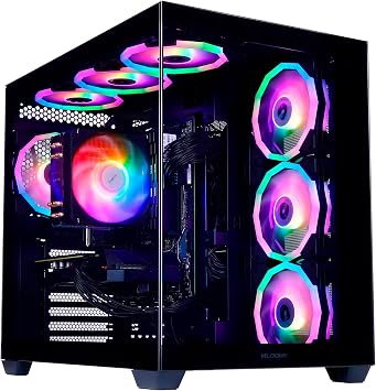 MLOONG Gaming PC Desktop,AMD Ryzen 7 8700F 8-Core up to 5.1GHz GeForce RTX 5060 Ti 8GB GDDR7 32GB DDR5 6000MHz RAM 1TB NVMe SSD 650W Bronze WiFi Windows 11 Home Black Prebuilt Computer