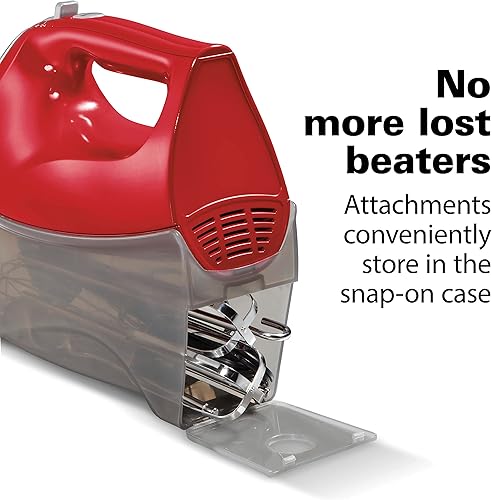 Miniatura 4 de Hamilton Beach Batidora de mano eléctrica de 6 velocidades con batidor batidores tradicionales estuche de almacenamiento a presión ganchos de masa