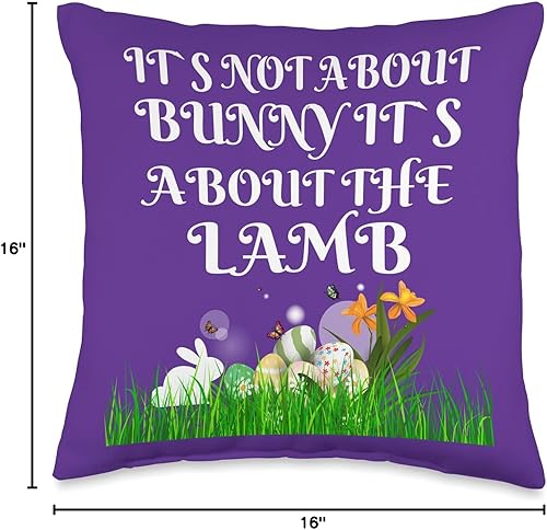 Miniatura 4 de CHRISTIAN EASTER RELIGIOS DESIGN IT S NOT About The Bunny ITS About The Lamb Easter Throw Pillow 16x16 Multicolor