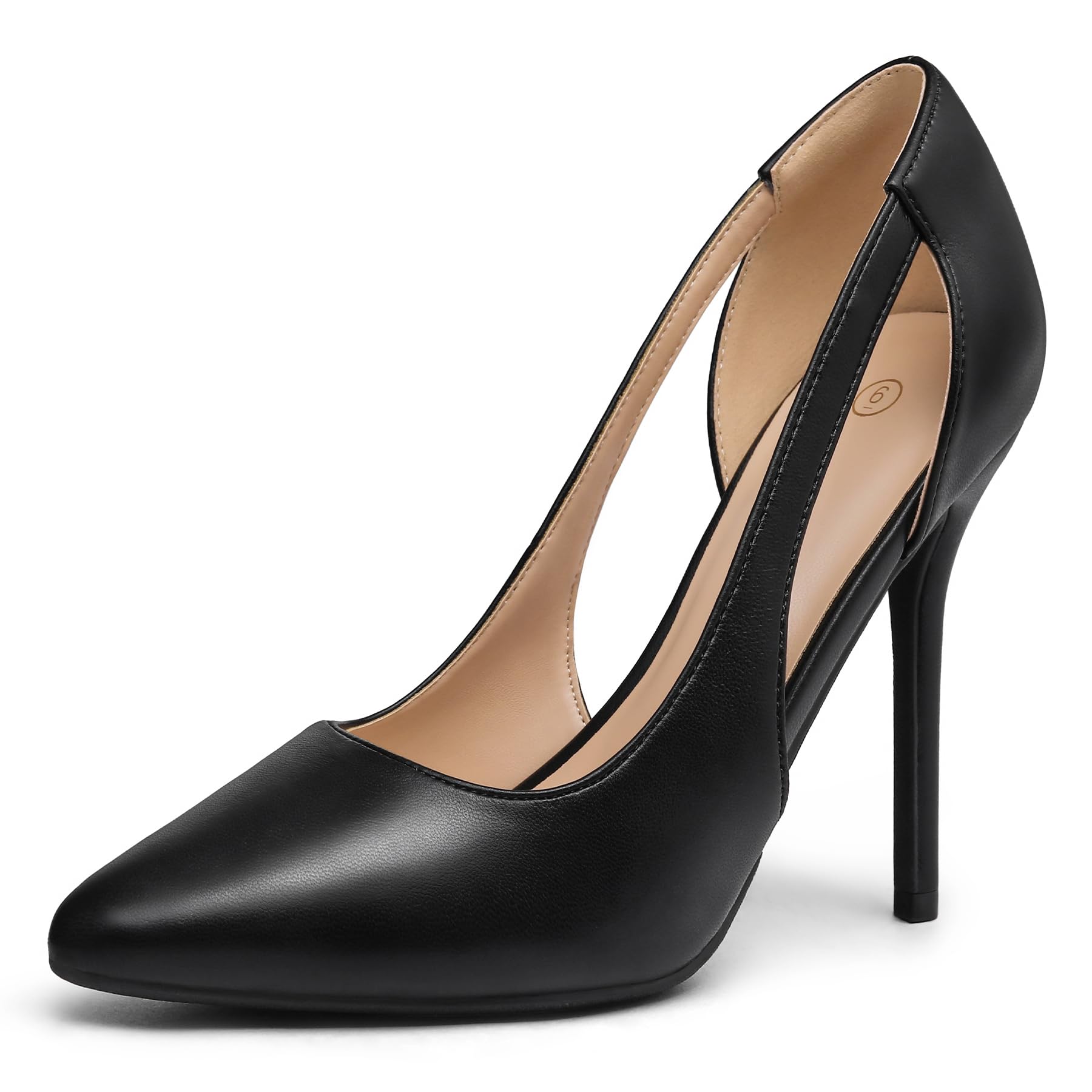 mysoft Women's Stiletto Heels Pumps Closed Toe 4IN Cut Out High Heels Pointed Toe Dress Shoes