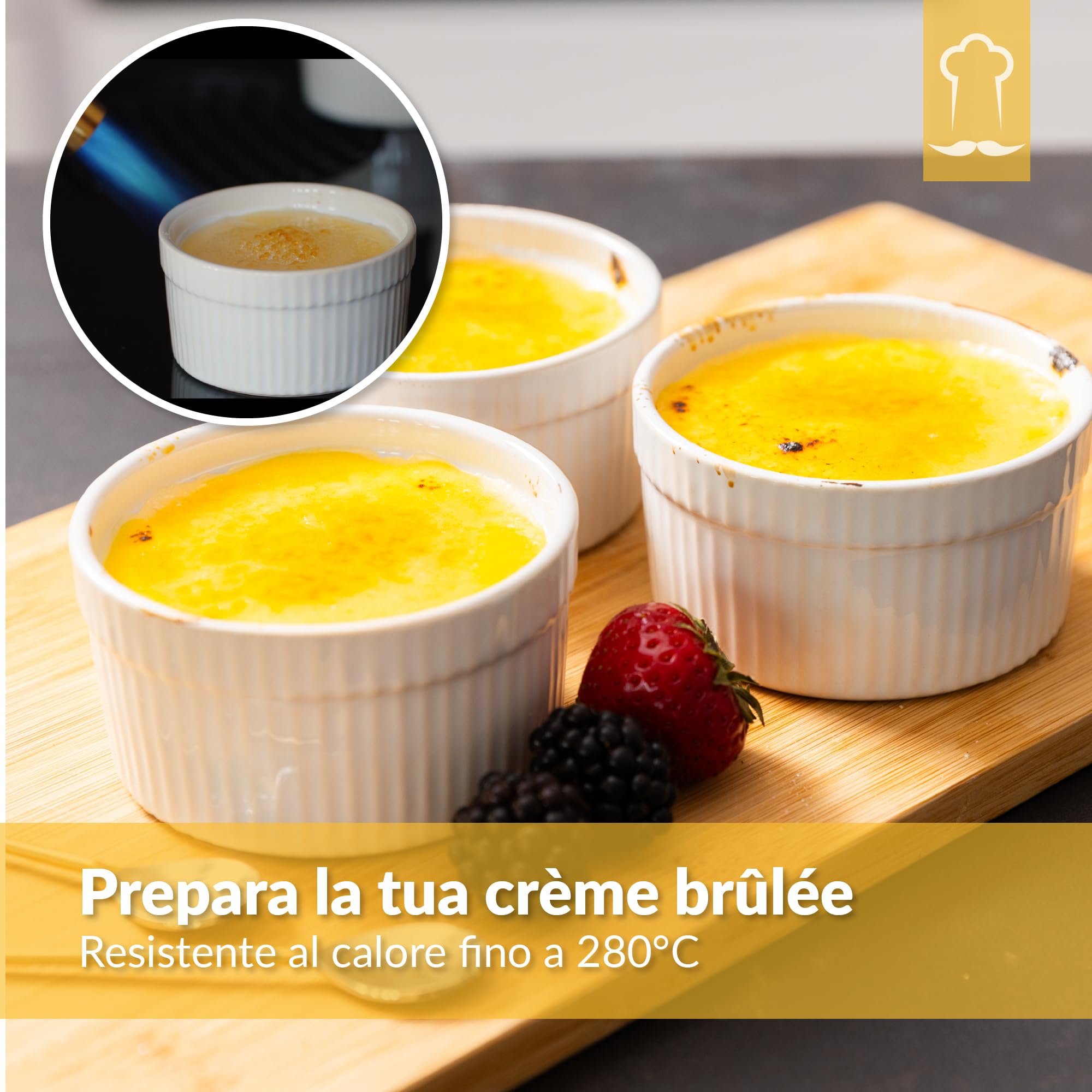 Set Stampi Per Soufflé In Porcellana - Ciotole Per Creme Brulee, Muffin E Cupcake, Lavabili In Lavastoviglie - Foto 11