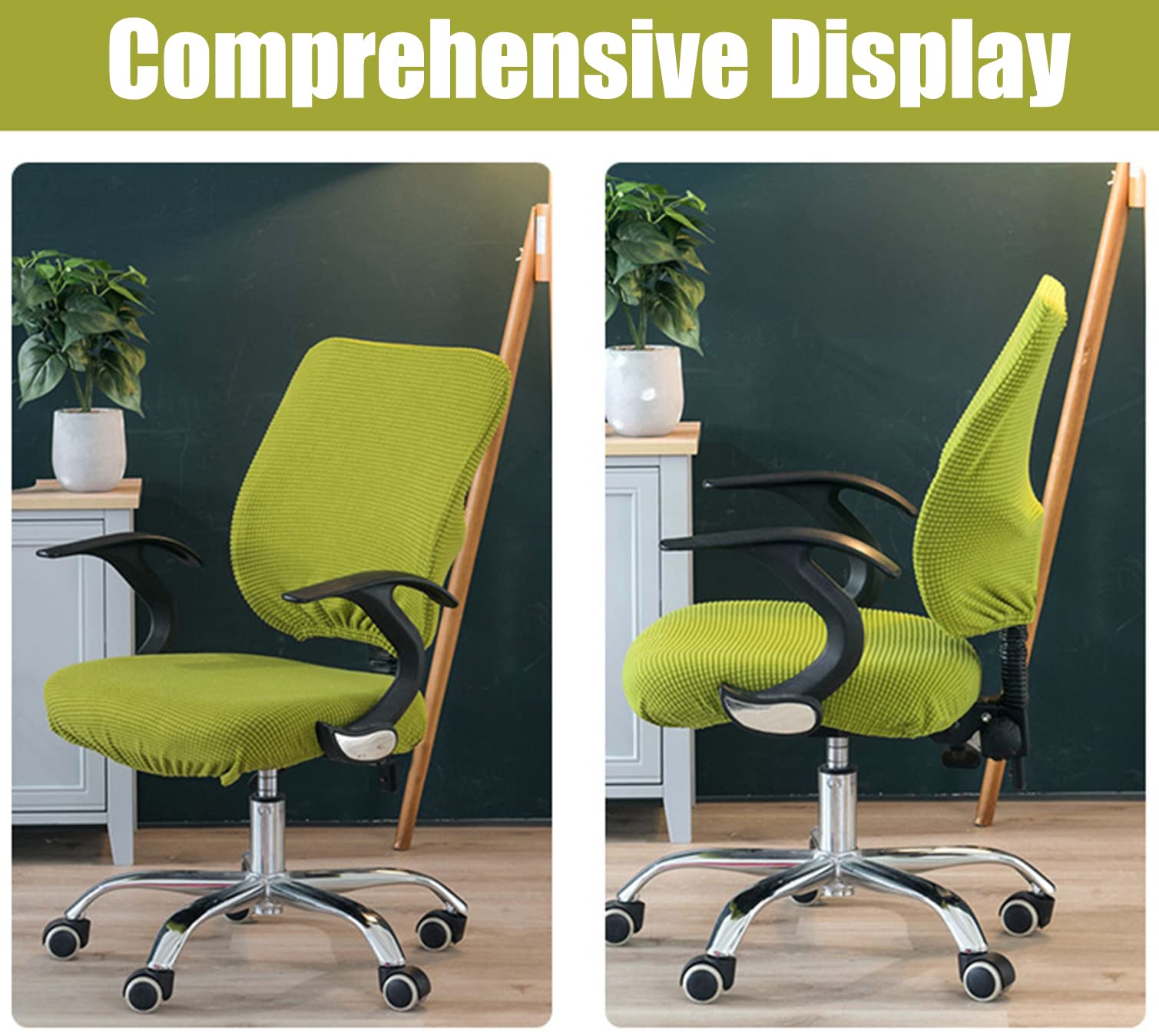 Fodera elastica universale per sedia da ufficio, protezione elastica in spandex per sedie da computer rotanti, verde, adatta alla maggior parte delle dimensioni, per uso domestico e ufficio