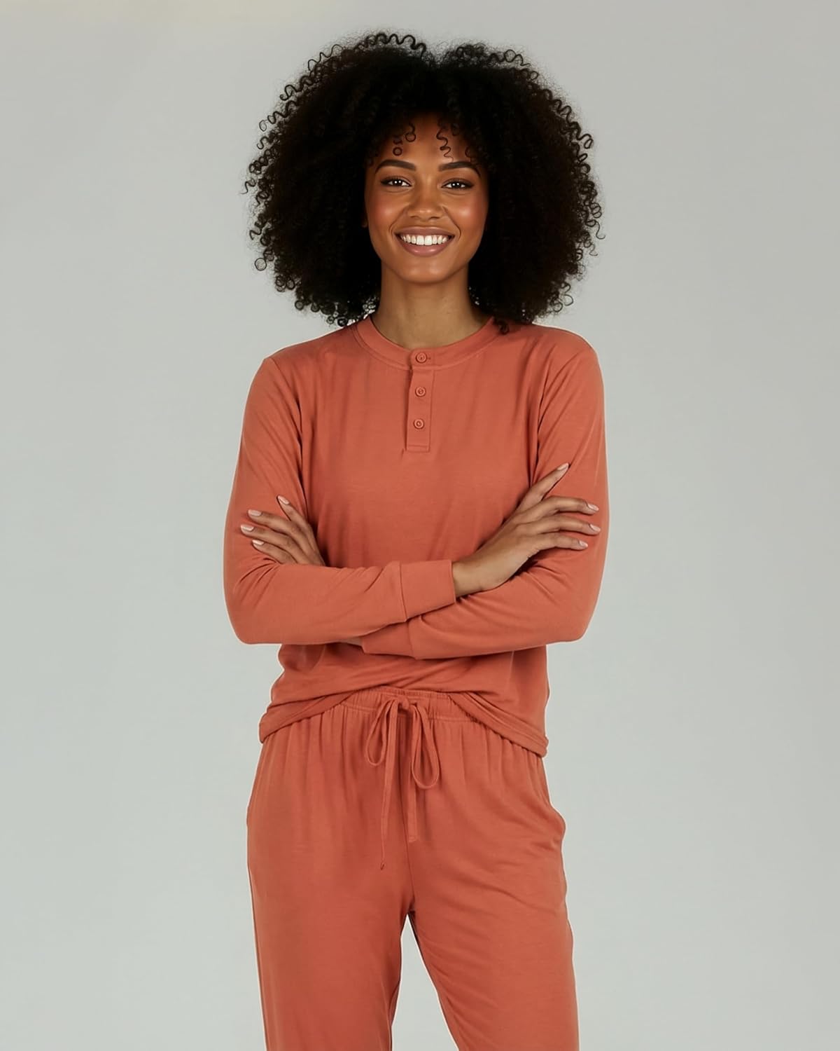 Real Essentials 2 Pack: Women's Soft Long Sleeve Sleep Set - Comfortable Lounge Pull Over Hoodie and Henley Jogger