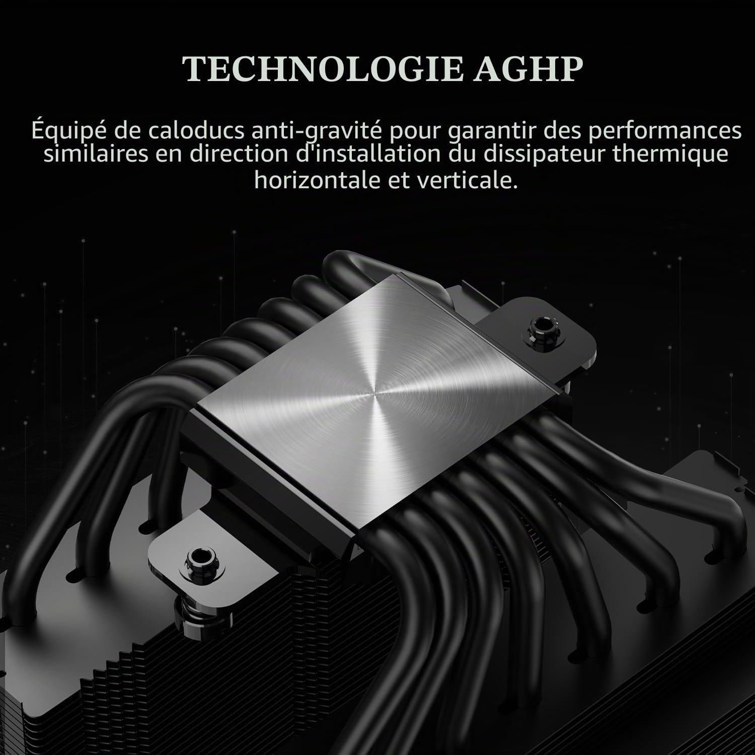 TR-Royal Pretor 130 Ultra Black Refroidisseur CPU, 7 caloducs Refroidisseur CPU-Kühlung, couvercle supérieur noir brossé, pour Intel LGA115X/2011/1700/1851, plateformes AM4/AM5, Double tours et