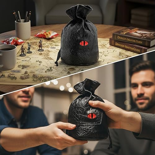 Miniatura 67 de Haxtec - Bolsa de almacenamiento para dados de piel sintética con cordón y diseño de ojo de dragón, para dados de D&D, monedas y accesorios, Mama