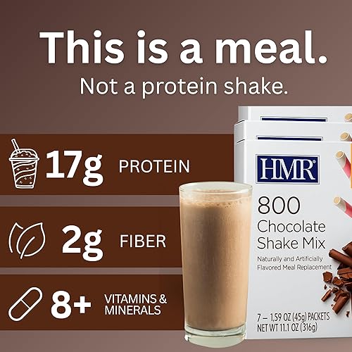 Miniatura 4 de HMR Mezcla de reemplazo de comida "Classic" 800 Shake  Batido de chocolate en polvo para apoyar la pérdida de peso saludable  0.76 oz de proteína