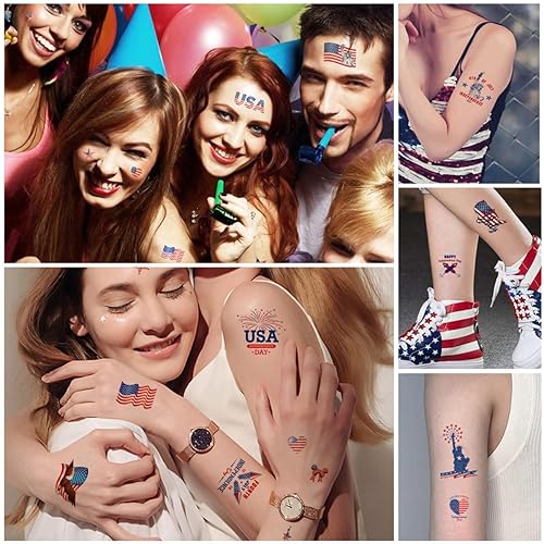 Miniatura 3 de Adhesivo de tatuaje temporal para fiesta del 4 de julio, Día de la Independencia, decoración para adultos y niños, tatuajes temporales,