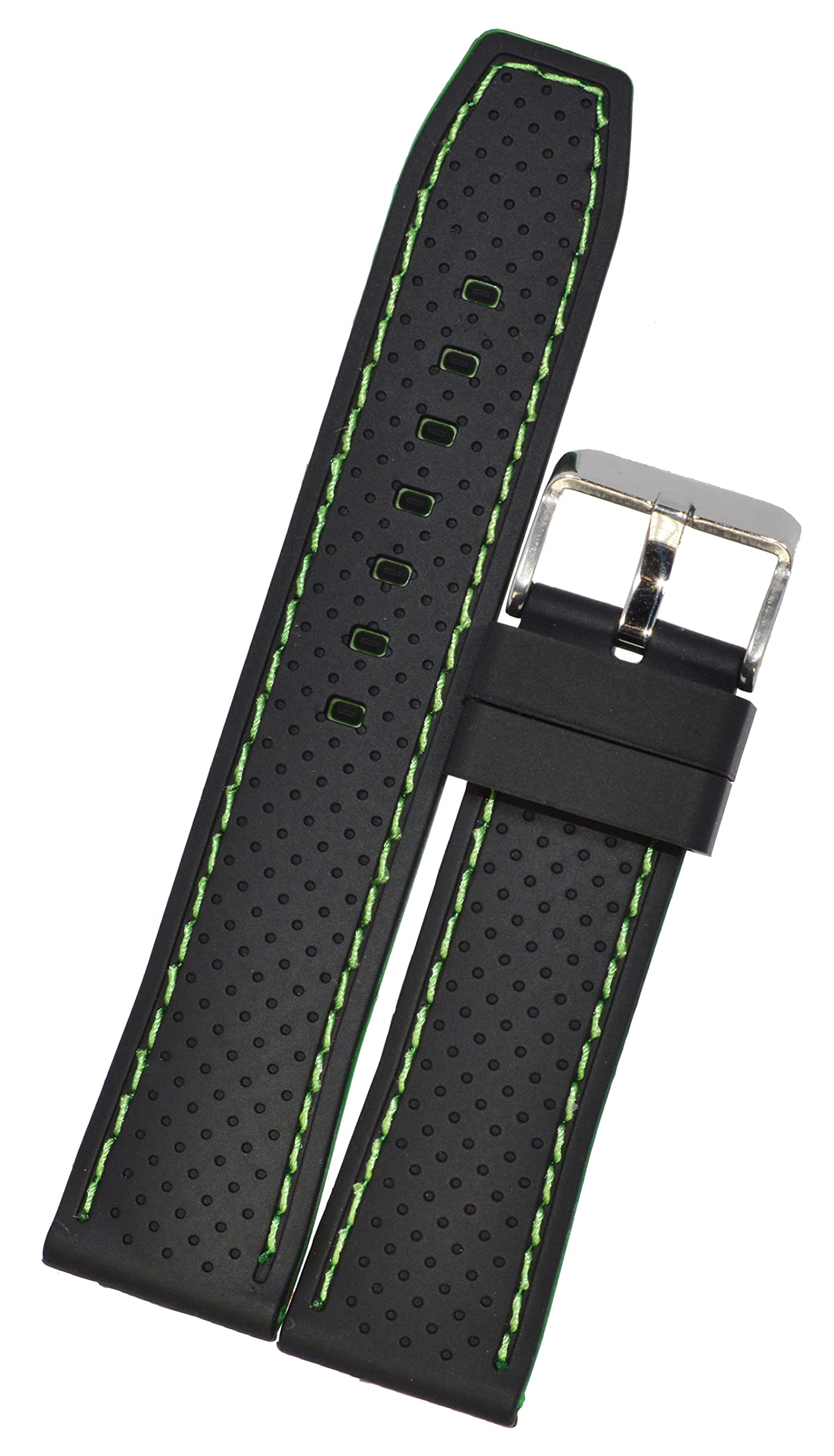SURU® 22MM Elite Dotted Green Nylon Stitch Silicone Watch Strap/Watch Band (Colour- Black/Width- 22mm) (Size Guide in 3rd Image) T193 (B095HWC2NH) Amazon Price History, Amazon Price Tracker