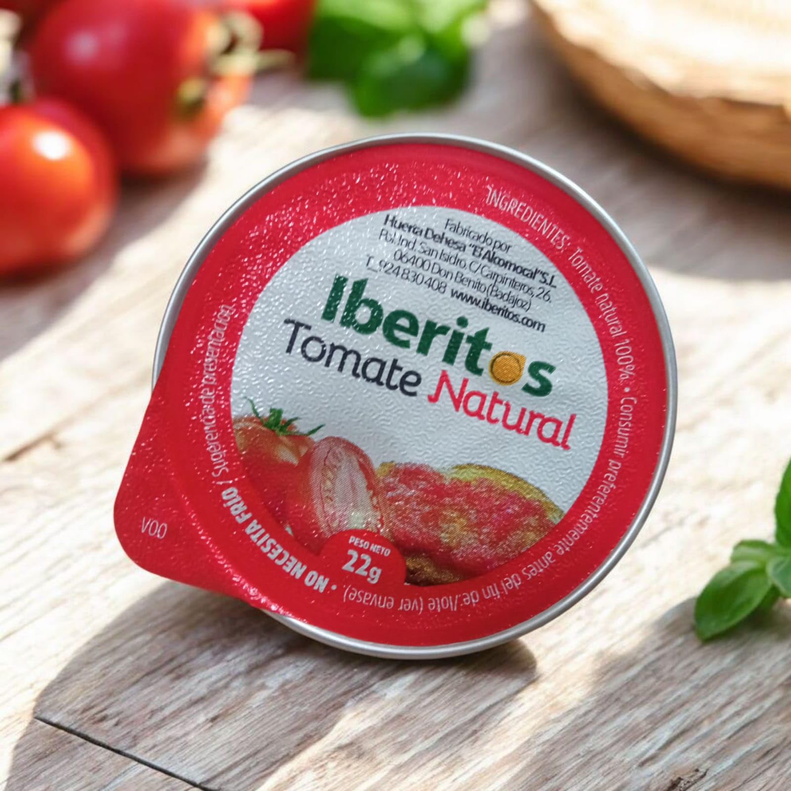 Iberitos Tomate Natural monodosis de 22 gramos x 45 unidades sin conservantes ni colorantes, Sin Gluten, Sin Lactosa