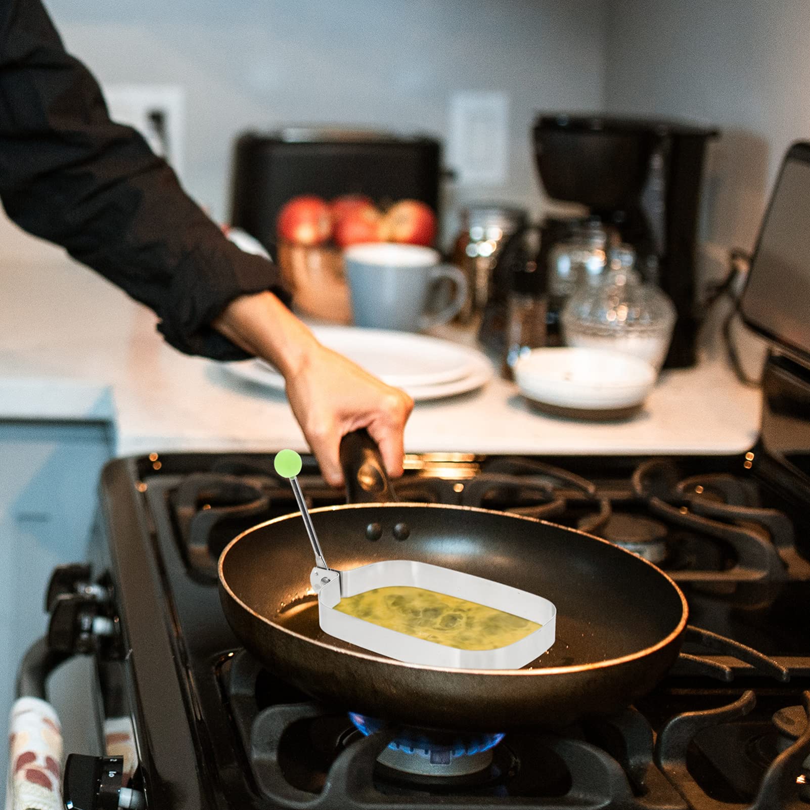 Hemoton Egg Shaper Square Tool 6pcs Stainless Steel s Egg Shaper Pancake Form Maker Non- Stick Cooking Rings with Handle for Muffins Sandwiches Omelette 13. 5cm () Breakfast Sandwiches