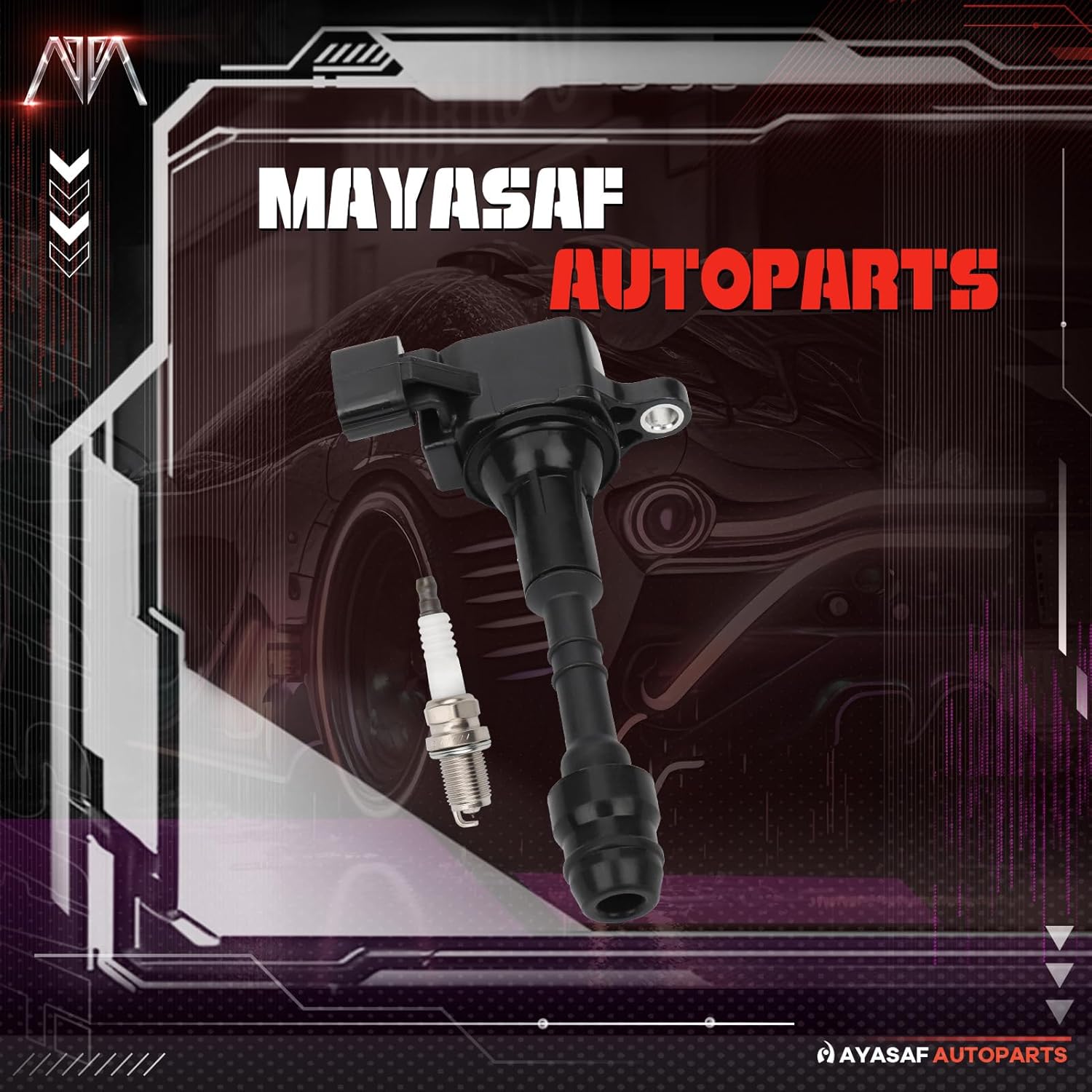 MAYASAF UF401 Ignition Coils and Spark Plugs Set of 6 Fit for INFINITI 2003-2008 G35, 2004-2008 FX35, 2006-2008 M35, for Nissan 2003-2006 350Z