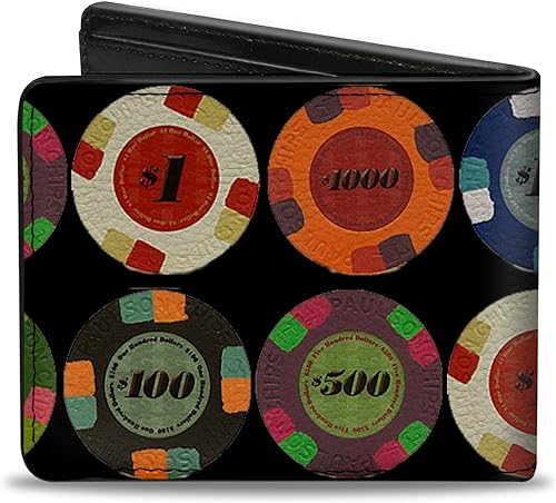 Miniatura 2 de Buckle-Down Billetera plegable de PU para hombre, fichas de póquer 1, multicolor, 4.0" x 3.5", Varios colores