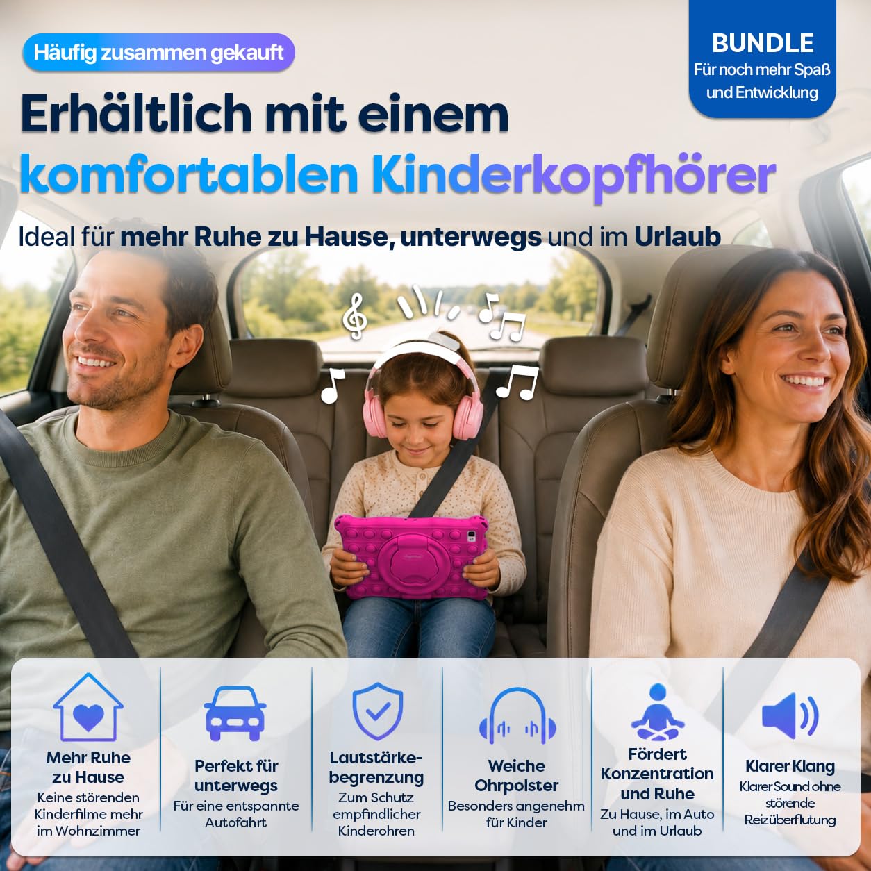 AngelTech Kindertablet XL Pro II – 10 Zoll HD 2025 – Android 16 Kinder Tablet mit Kindersicherung – 6GB RAM + 8GB virtuell, 128GB Speicher – Tablet für Kinder mit Schutzhülle – Rosa