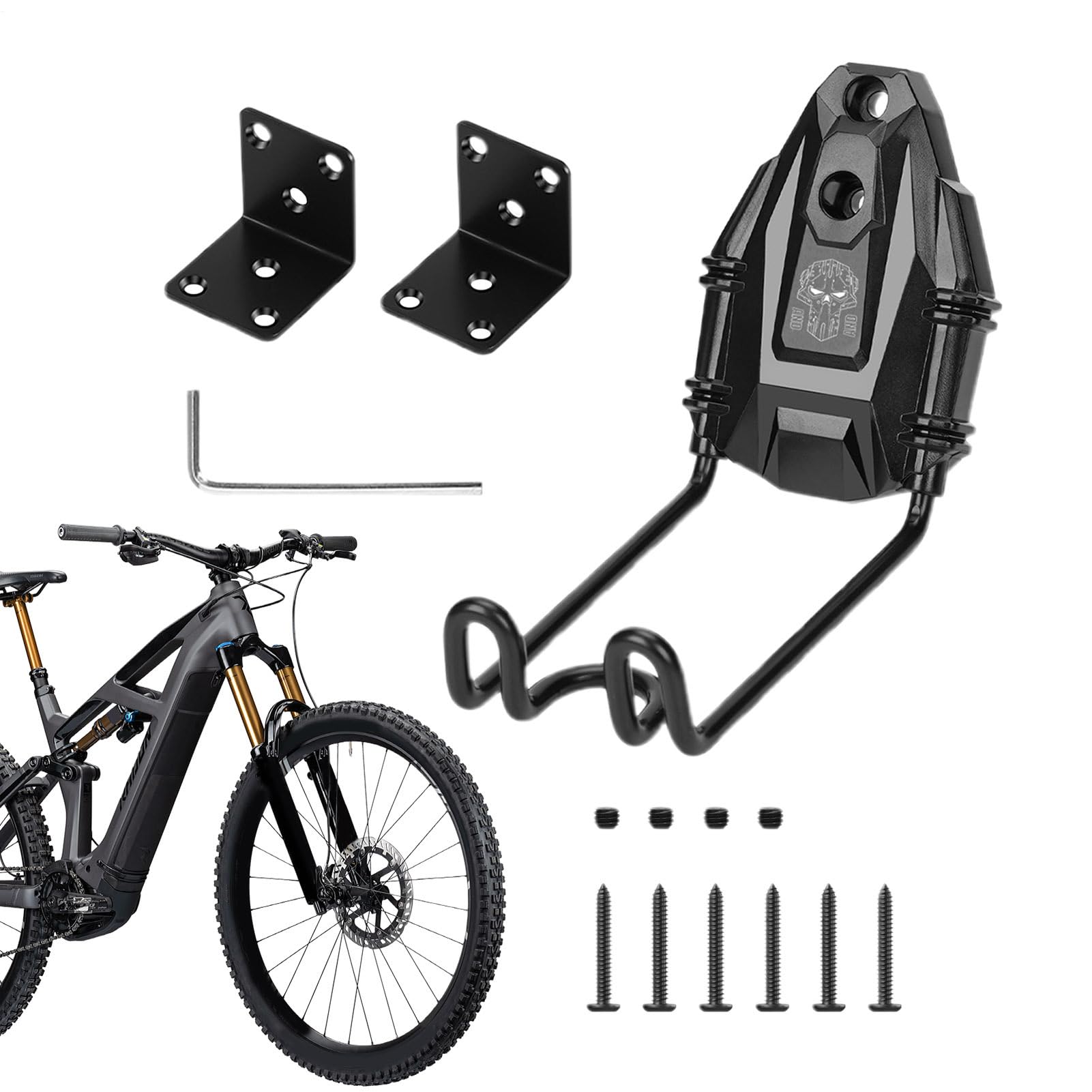 Soporte de pared para bicicleta y colgador de pedal negro para garaje y hogar