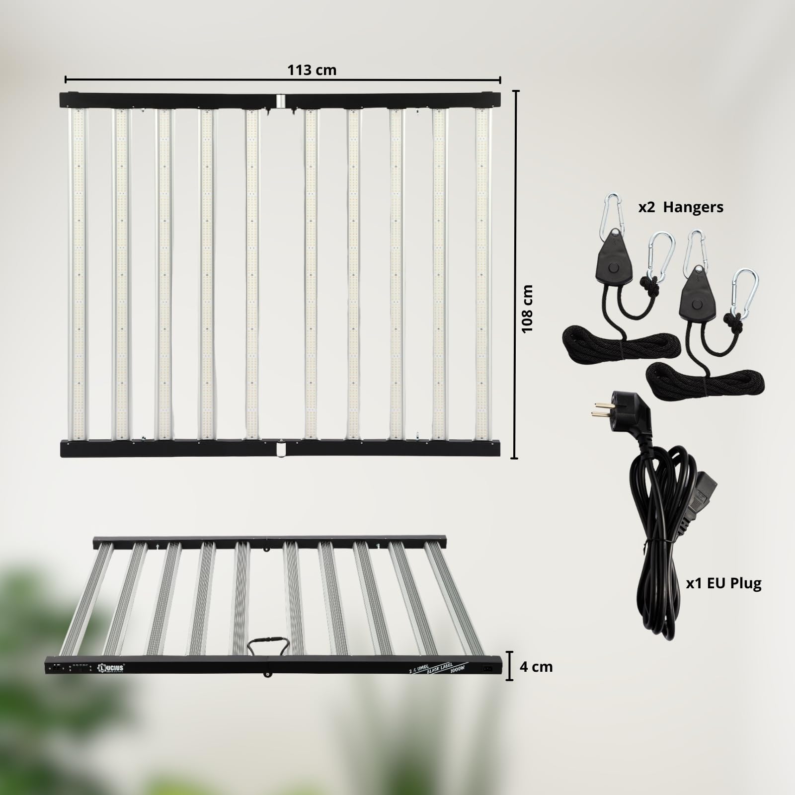 LED 1000W- Iluminación Espectro Completo para Cultivar Plantas en Interior - 2.9 µmol/J, Regulable - Panel LED Profesional para Crecimiento y Floración