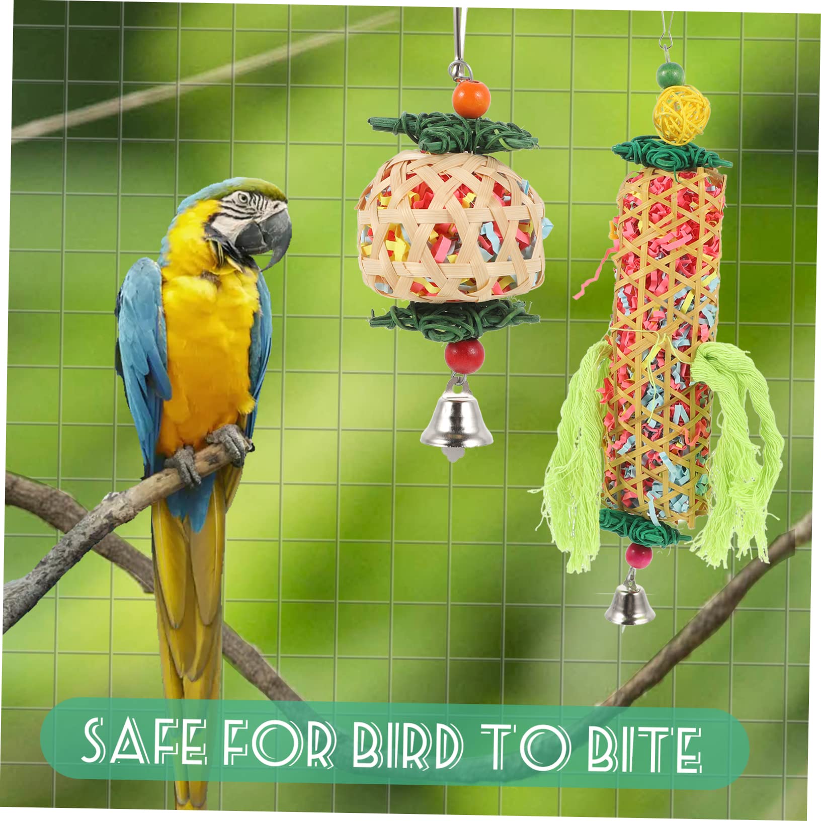 POPETPOP 9piezas Juguetes Colgantes para Aves De Juguetes Masticables para Periquitos Accesorios para Jaula De Aves para Desarrollo De Habilidades y Coordinación