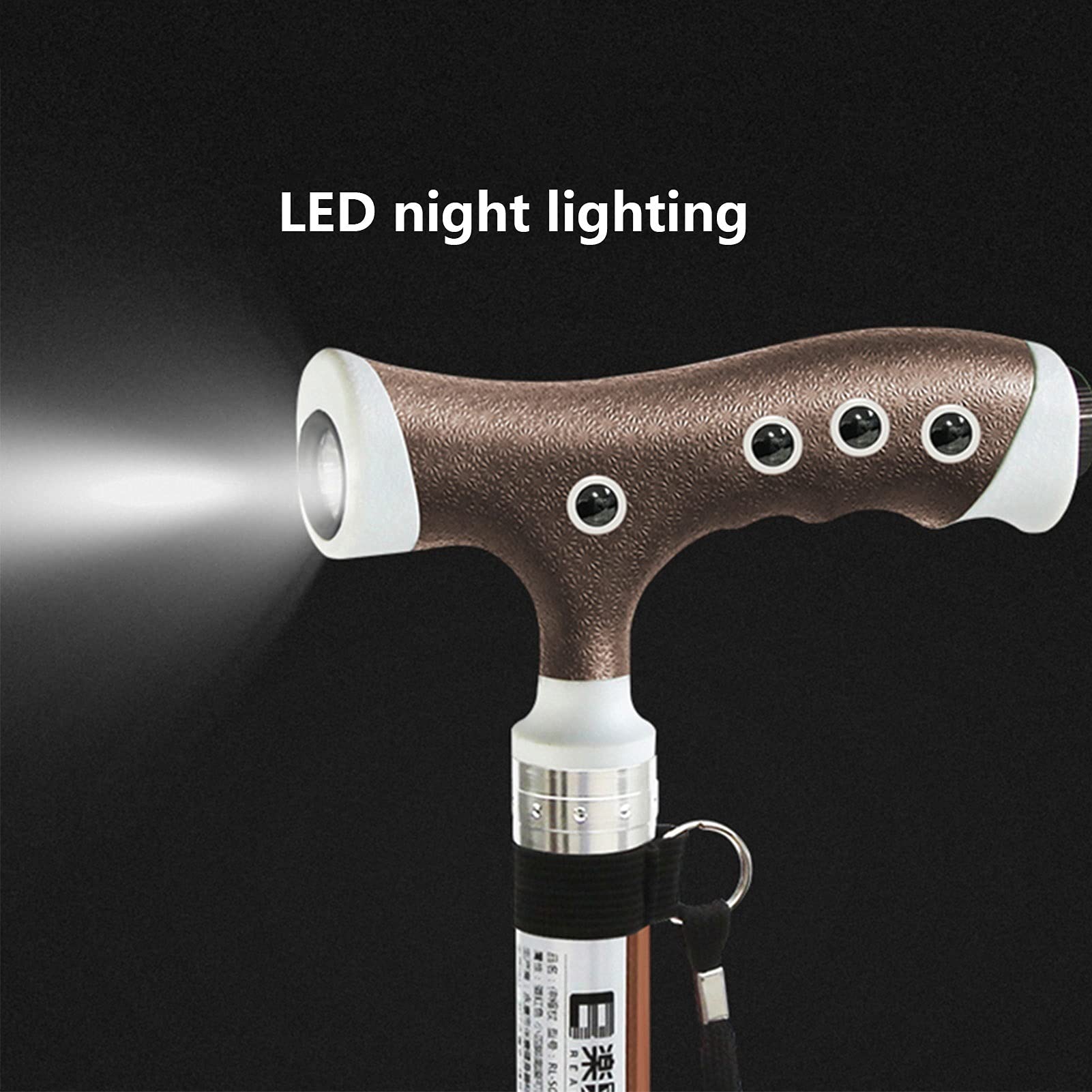Altura Ajustable Caminar bastón de bastón para Mujeres y Hombres, Bastones Ajustables con luz LED, palitos de Aluminio para la Artritis de Ancianos, Personas Mayores y discapacitados (marrón)