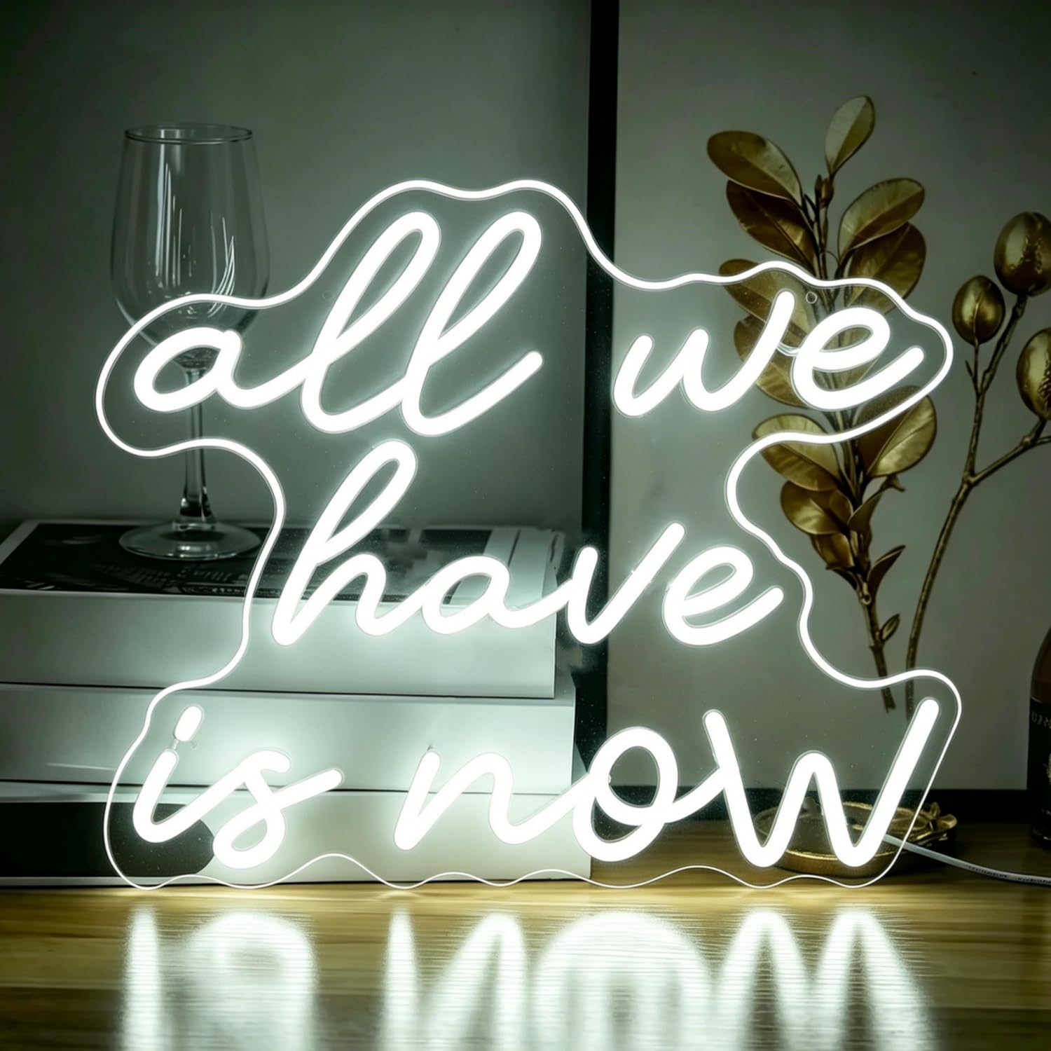 All We Have Is Now Neon Sign LED Neon Lights for Wall Decor Dimmable USB Powered Light Up Sign for Family Holiday Vacation Girls Bedroom Decor Wedding Birthday Party Bar Man Cave 15.7”X14.6”