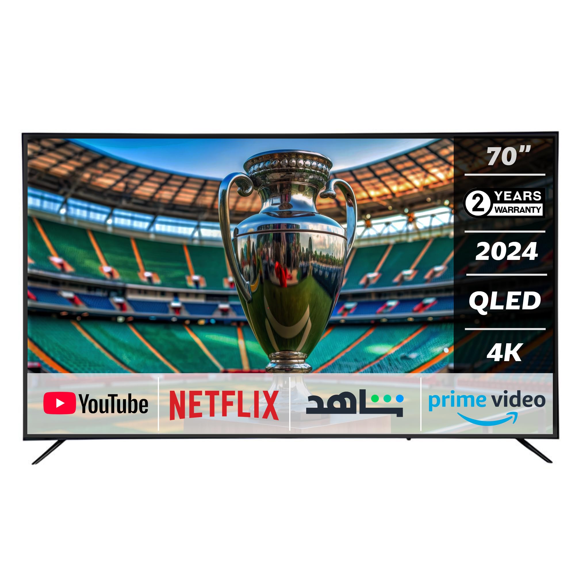 General Gold Smart TV 70" QLED 4K UHD, 2024 NEW Model, WebOS Television, WiFi Bluetooth, Voice Recognition, Frameless Design, Netflix, YouTube, Prime Video (70 inch)