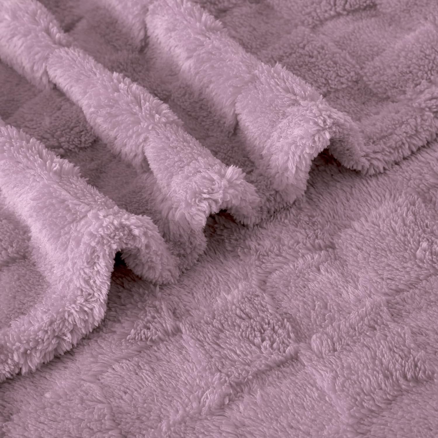 Light Purple Fleece Throw Blanket 50”×60” for Couch Sofa Bed,Super Soft Cozy Plush Microfiber Flannel Blanket with 3D Checkered Design Lightweight for Adults,Woman,Girls - Image 7