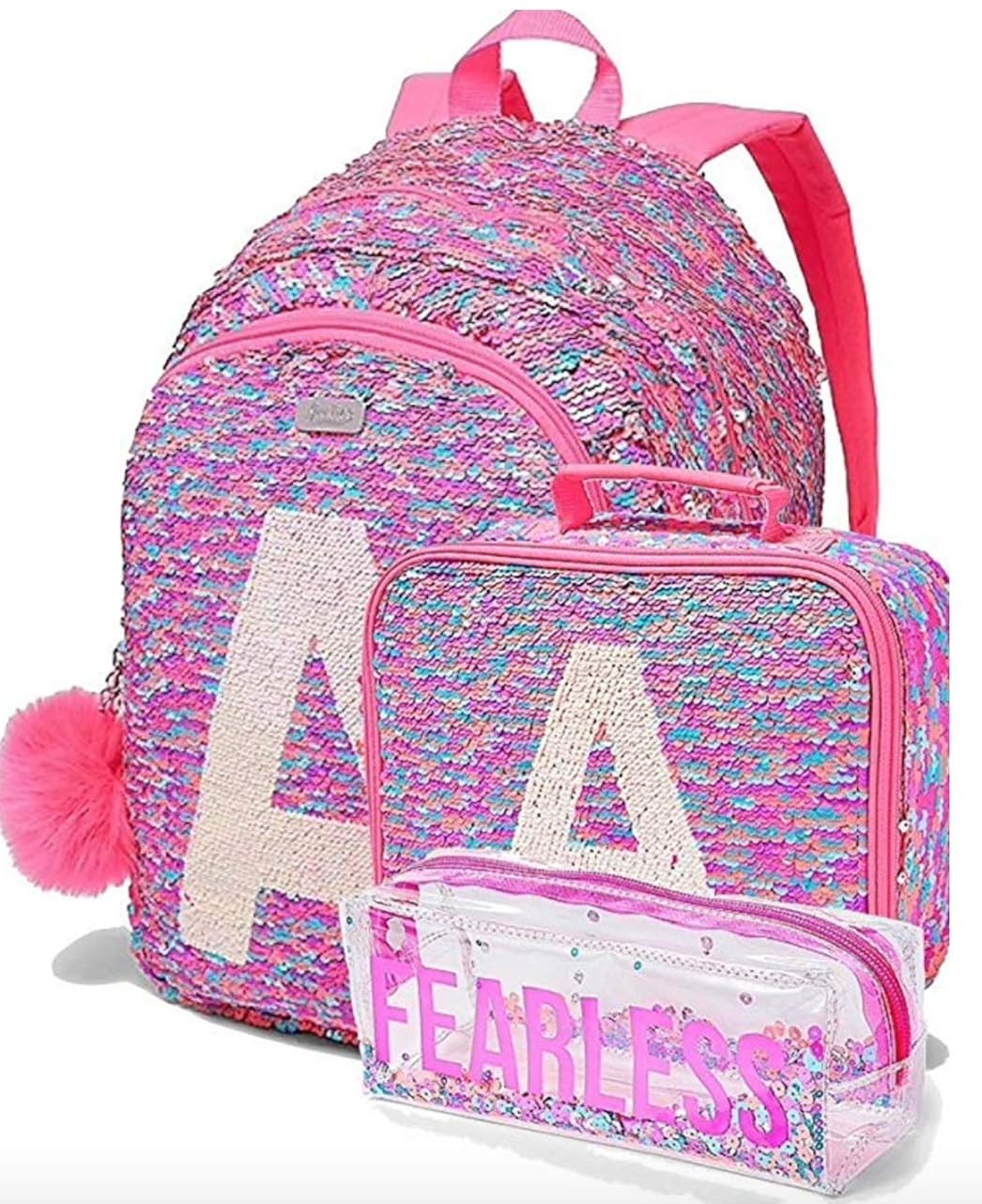 3 PIECE SET JUSTiCE GIRLS BACKPACK WITH LUNCH BOX IRIDESCENT Clothing