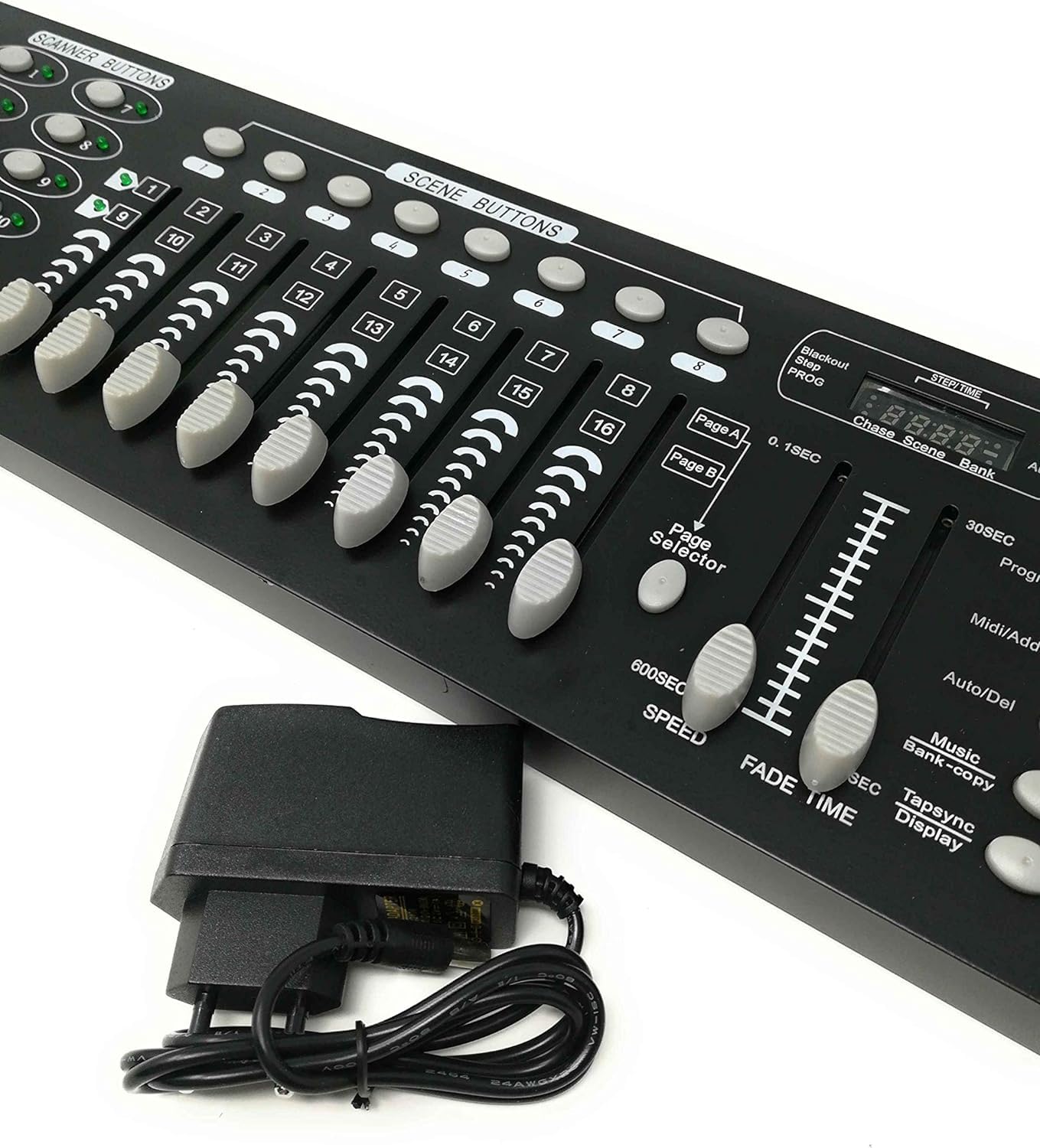 SQUADO - Controller Elettrico Luci per Effetto Discoteca, Mixer DMX con 192 Canali, Uso Professionale o Amatoriale, Mixer a Ritmo