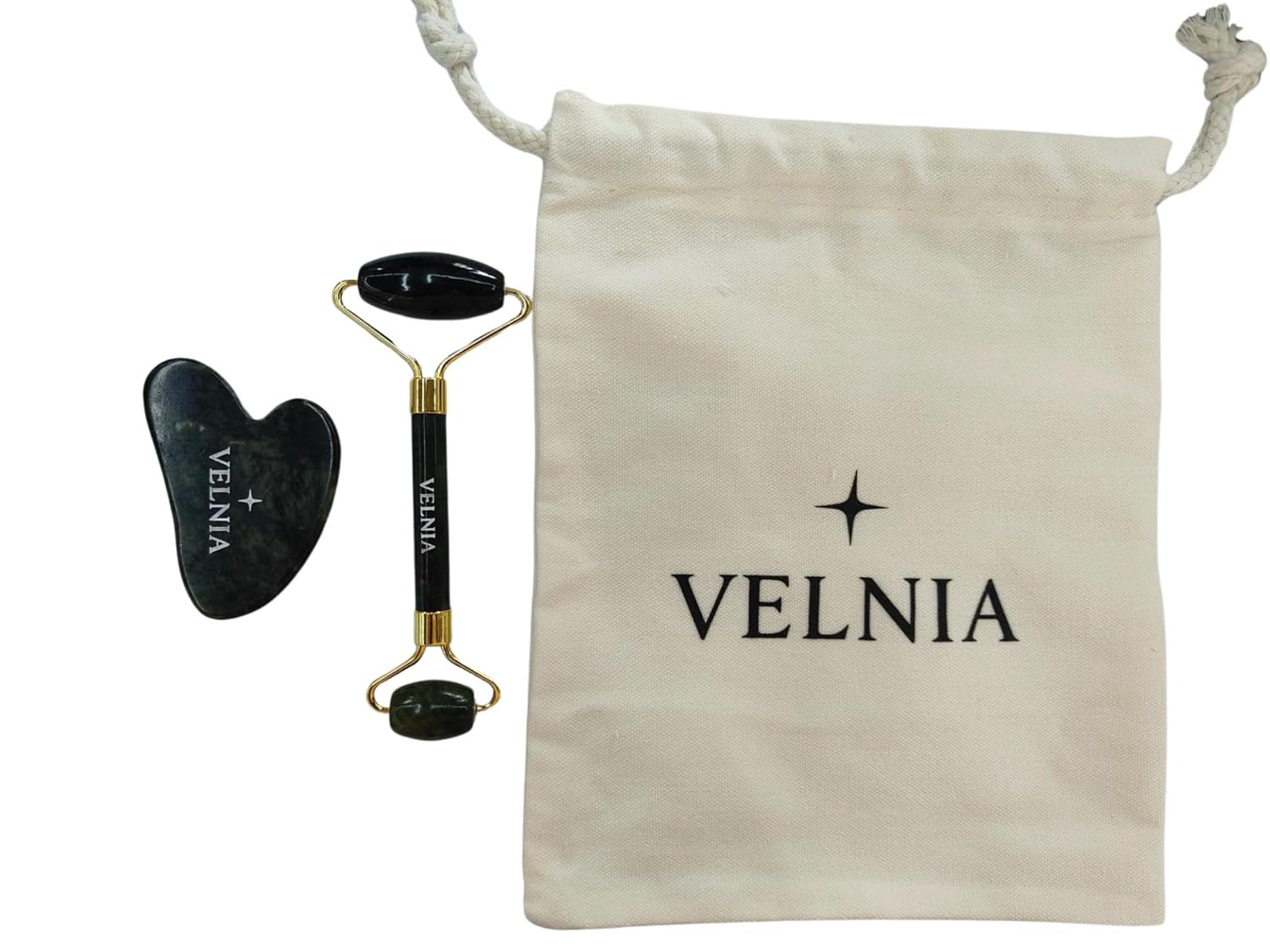 Facial Skincare Kit – Jade Roller + Gua Sha + Retinol Serum with Hyaluronic Acid & Vitamin E – Anti-Aging & Face Massage Set for Women and Men