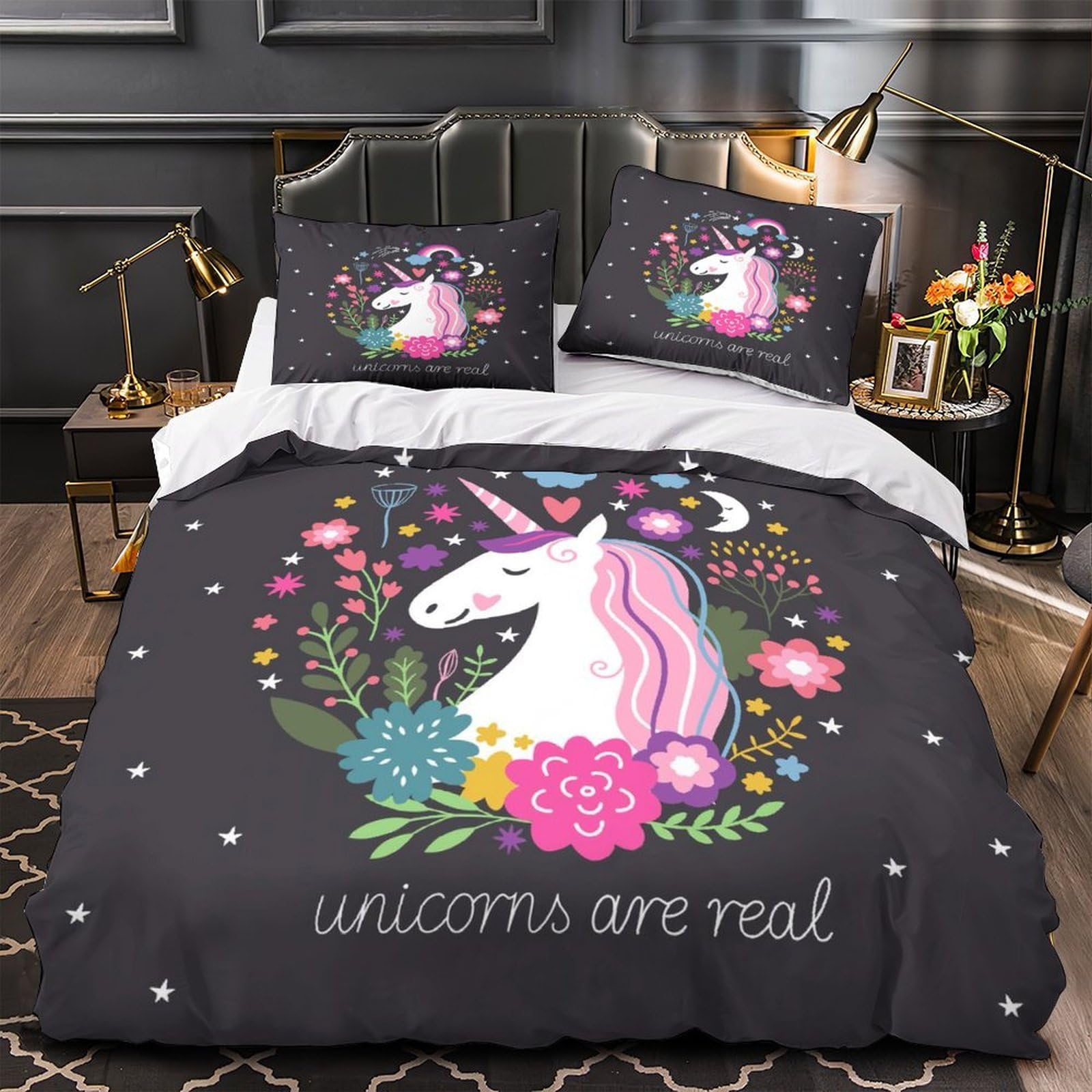Linge de lit licorne microfibre résistante entretien facile