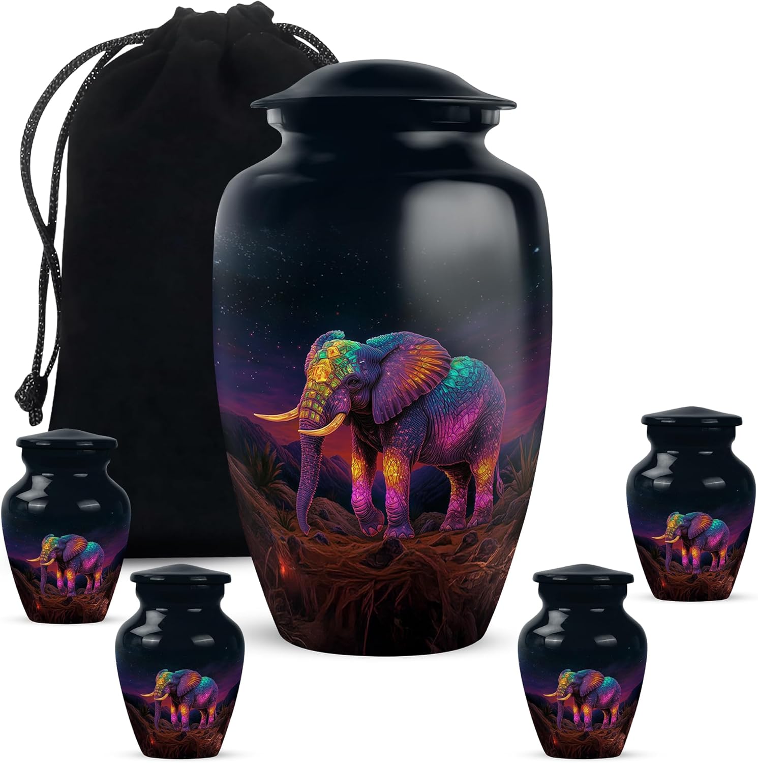Elephant Urns for Human Ashes - Field Flowers Dad Cremation Urns for Human Ashes Adult Female and Male 10 Inch - Clouds Large Burial Urn - Memorial Urn for Daughter and Son
