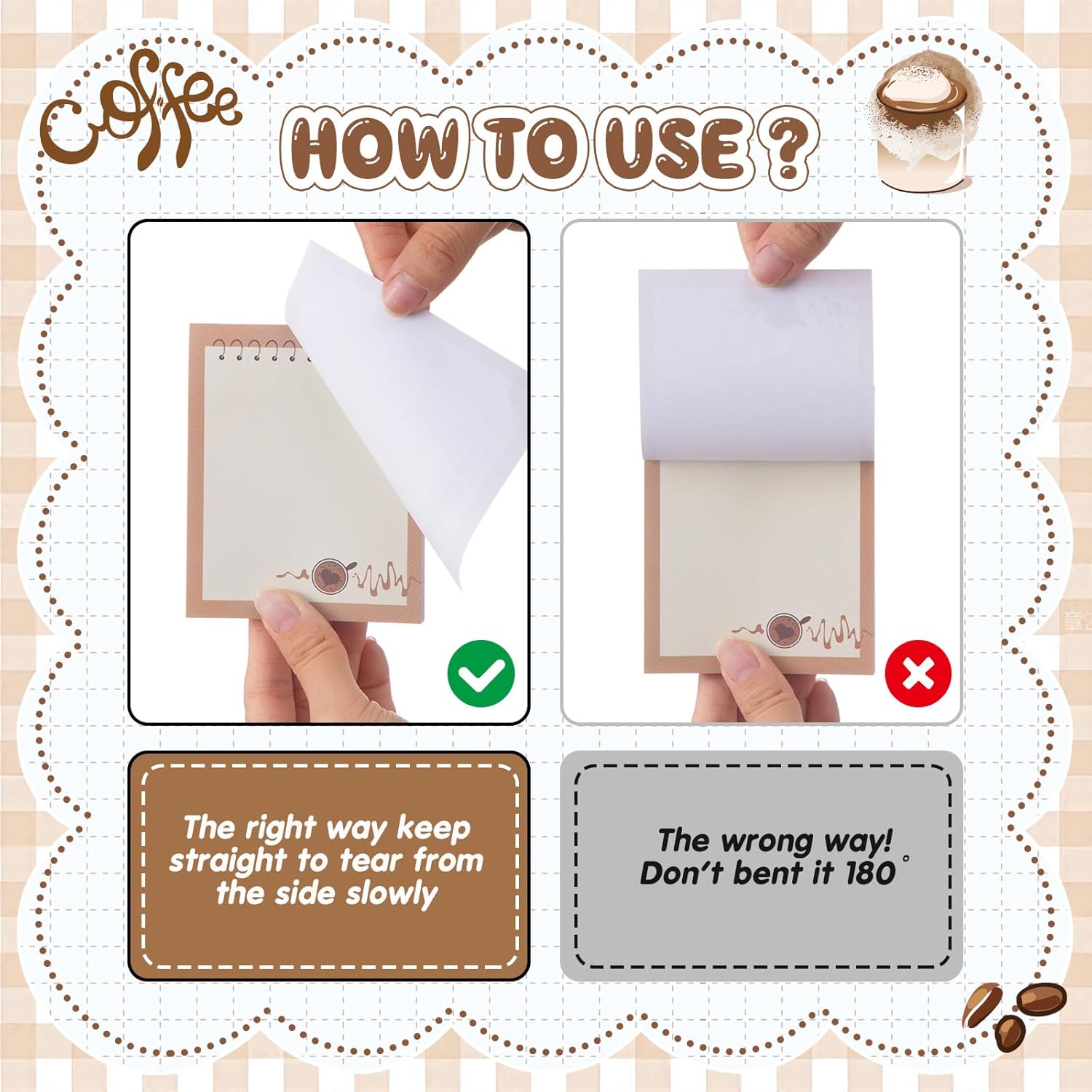 Sabary 9 Pads Cute Sticky Notes Animal Sticky Note Pads 3.15 x 3.94 Inches Colored Adhesive Memo Reminder Decor for Journal School Office Gifts (Coffee) - Image 3