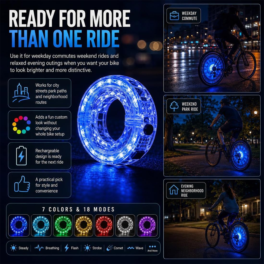 Luce LED per Raggi Ruota Bicicletta, Luce Lampeggiante Ricaricabile per Ruote Bici, luci LED Impermeabili e accattivanti per Ruote (compatibili Anche con Auto e Moto) con sensore di Movimento