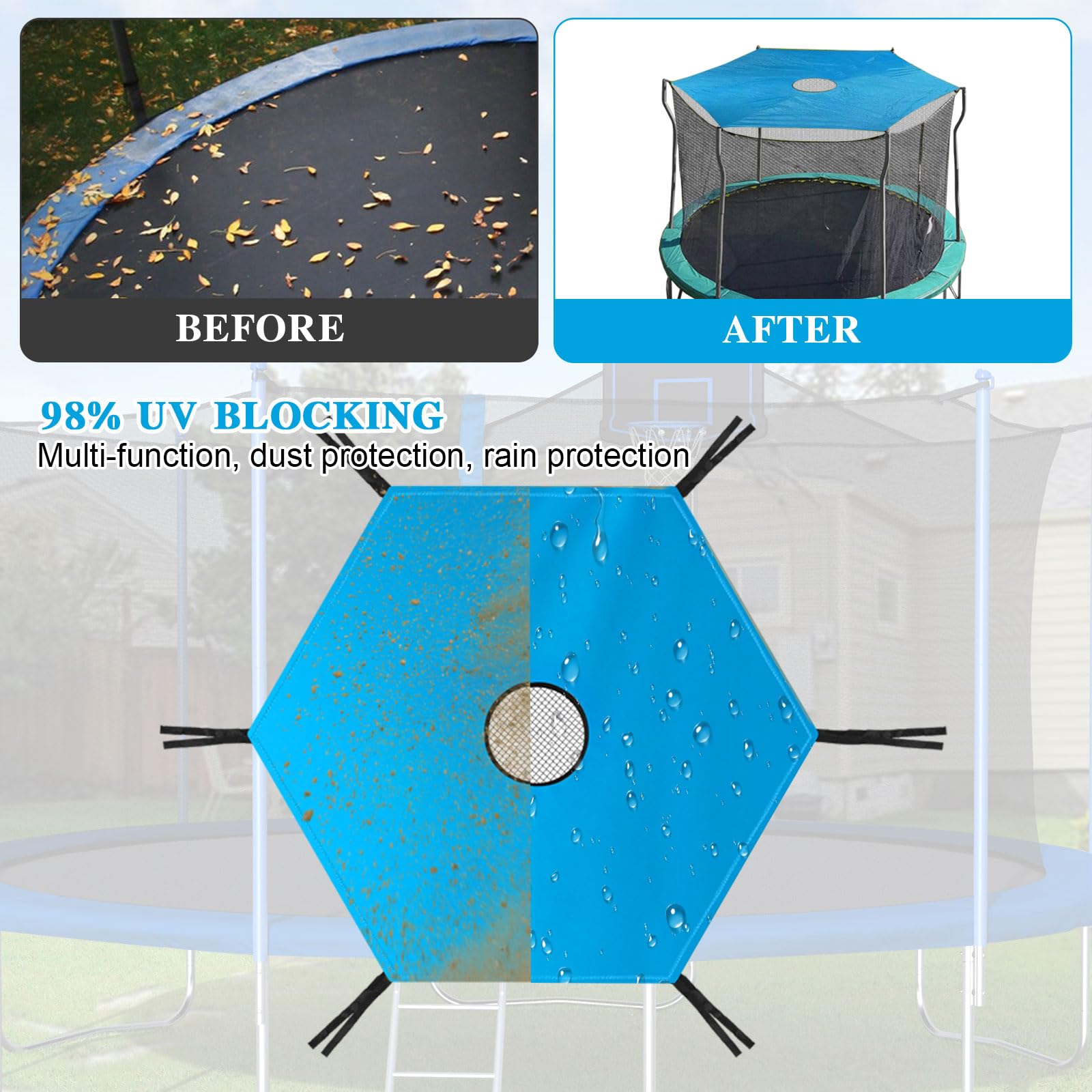 Trampolin Zelt Abdeckung,Trampolin Sonnenschutz,Sonnenschutz Abdeckung Ø 305cm,Wasserdicht Oxford Überdachung,Anti-UV für Spielplätze