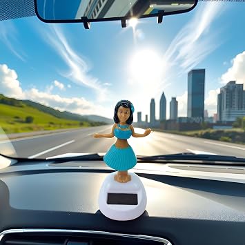 Blue Solar Powered Dancing Hula Dashboard Decorations Swinging Bobbleheads Toy Collection Figurines for Auto Interior Home Decor Solar Power Kits Car Decoration