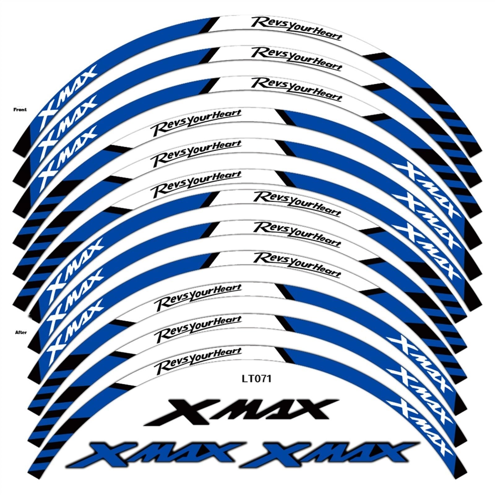 for Yamaha Xmax 150 250 300 Motorcycle Wheel Sticker Scooter Reflective Rim Decal Accessori Strip Tape(Color6)
