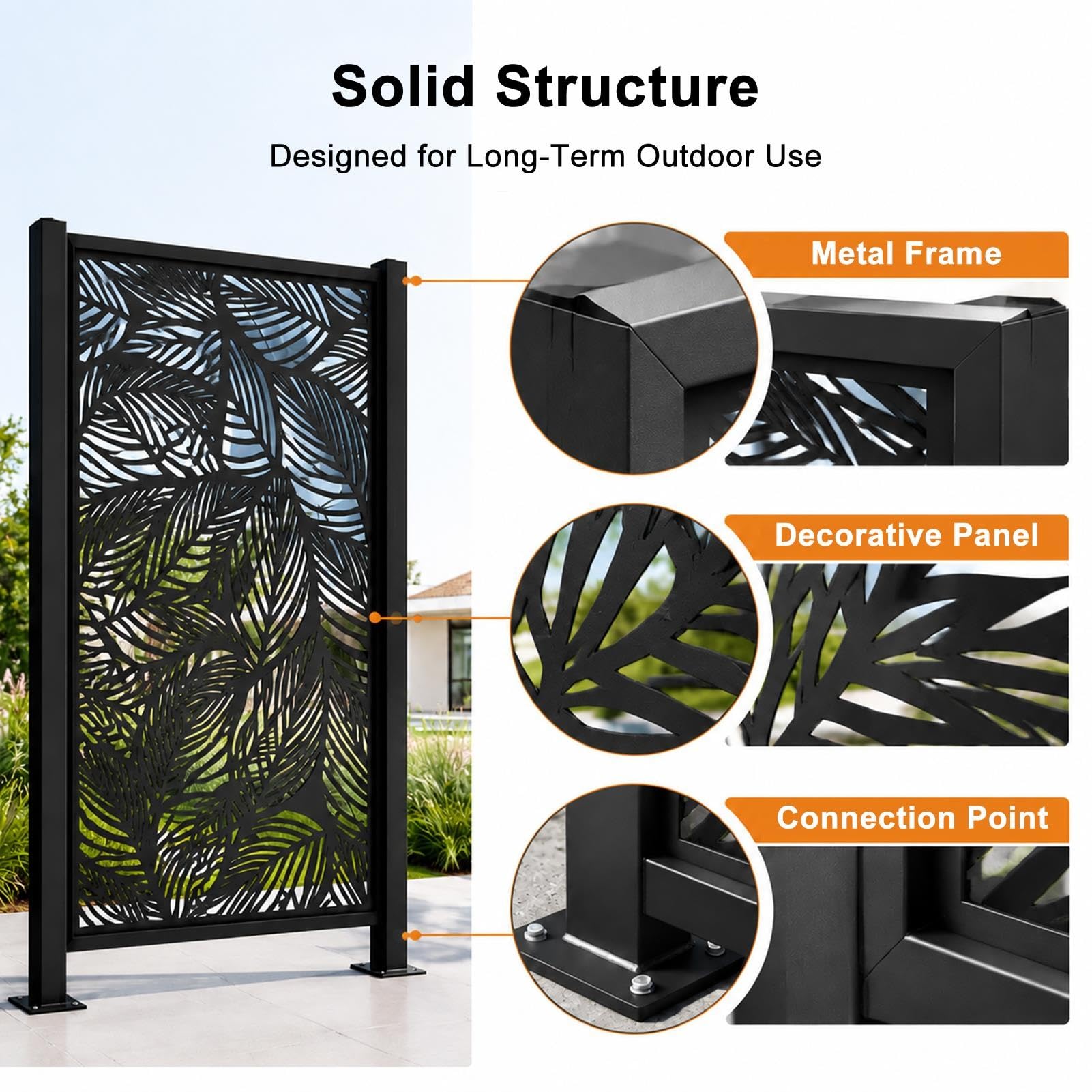 Pannello Decorativo per Recinzione in Metallo, Divisorio Giardino