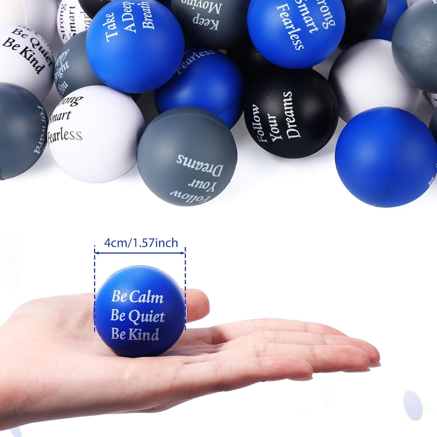Aoriher 36 Pcs Motivational Stress Balls Colorful Stress Balls Bulk Quotes Inspirational Funny Foam Toys Hand Exercise Gifts for Office Small Toys for Motivating Supply(Elegant Color)