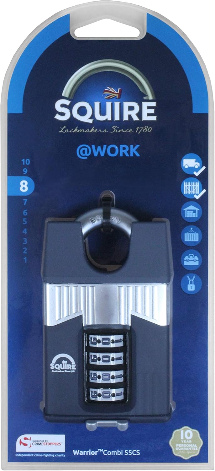 Henry Squire Warrior 4 Wheel Closed Shackle Combination Padlock, 55 mm (Length)