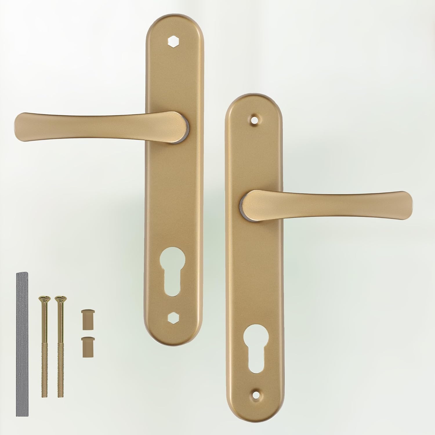 KOTARBAU® Door Handle 90 mm Right Left for Profile Cylinder Gold Door Fitting Door Handle Door Handle Set Room Door Latch Aluminium