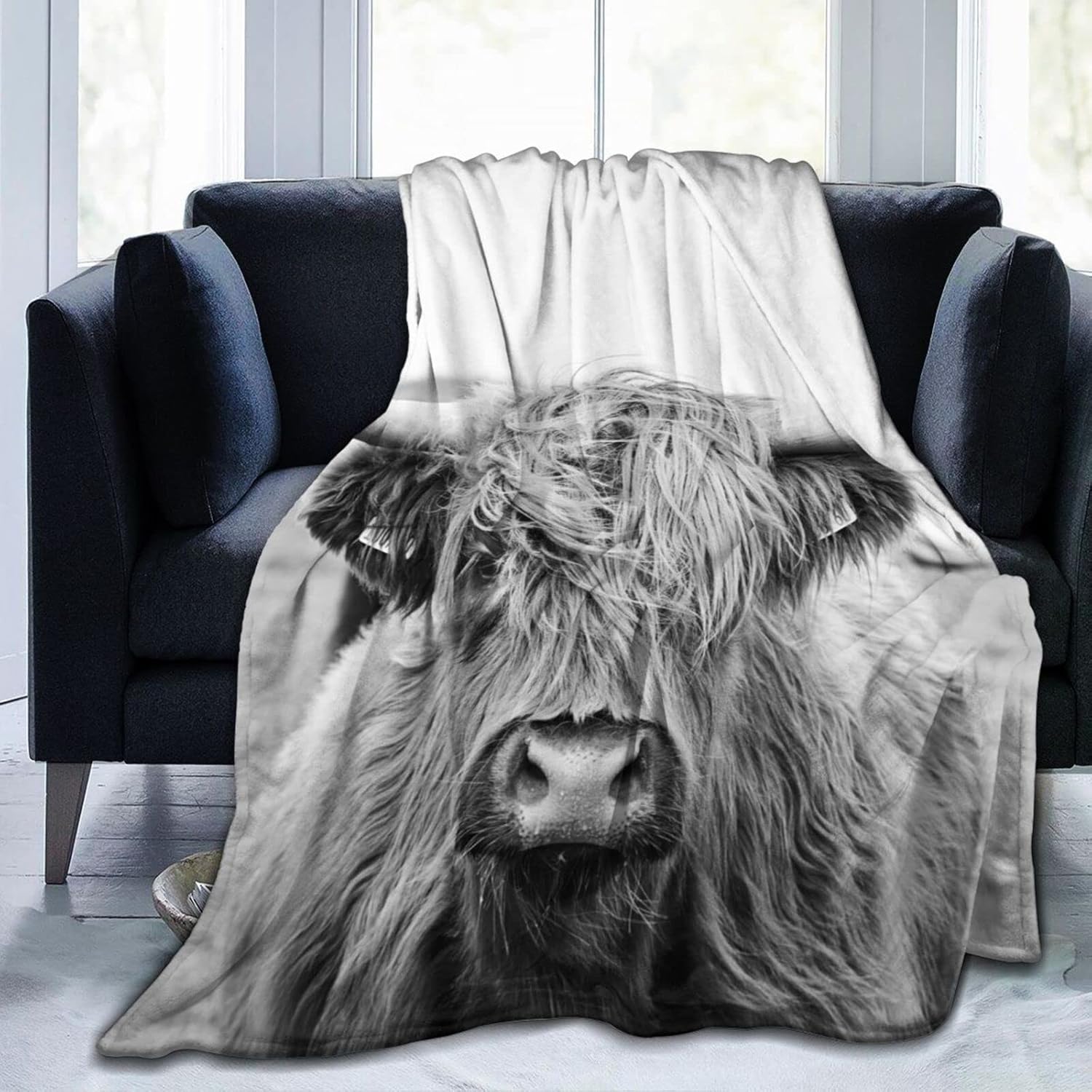 Billichase Highland Cow Blanket Portrait of Cow Pattern