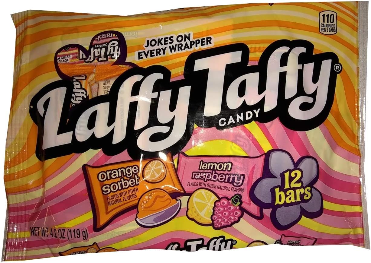 Laffy Taffy (1) Bag - 12 Bars Orange Sorbet & Lemon Raspberry Flavors - Individually Wrapped Candy 4.2 oz
