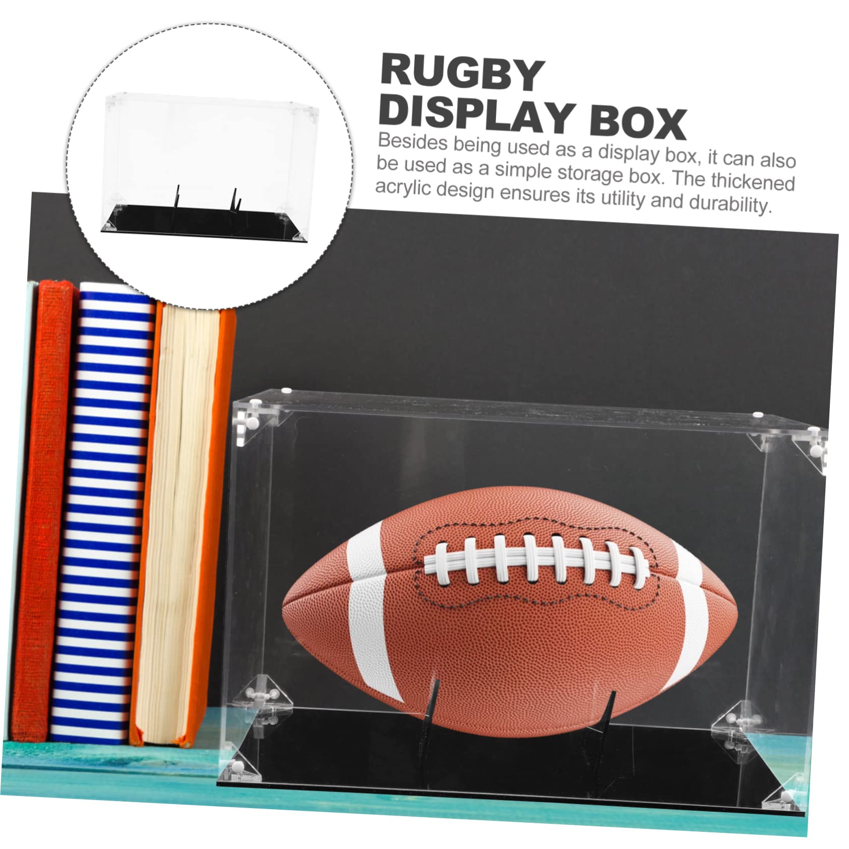 Cabilock 2 Piezas De Caja Fútbol Soporte De Exhibición Soporte De Escritorio Recuerdos Escaparate Acrílico Caja De Béisbol Rugby Caja De Rugby Display Box Rugby Displaying Box