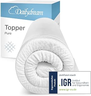 Dailydream Matratzen Topper 140x200cm | Memory Foam | 5cm hoch | H1/2 | Edition Pure, Model M | Zertifiziert & ergonomisch für unbequeme Matratze, Boxspringbett & Gästebett | rutschfest mit Noppen