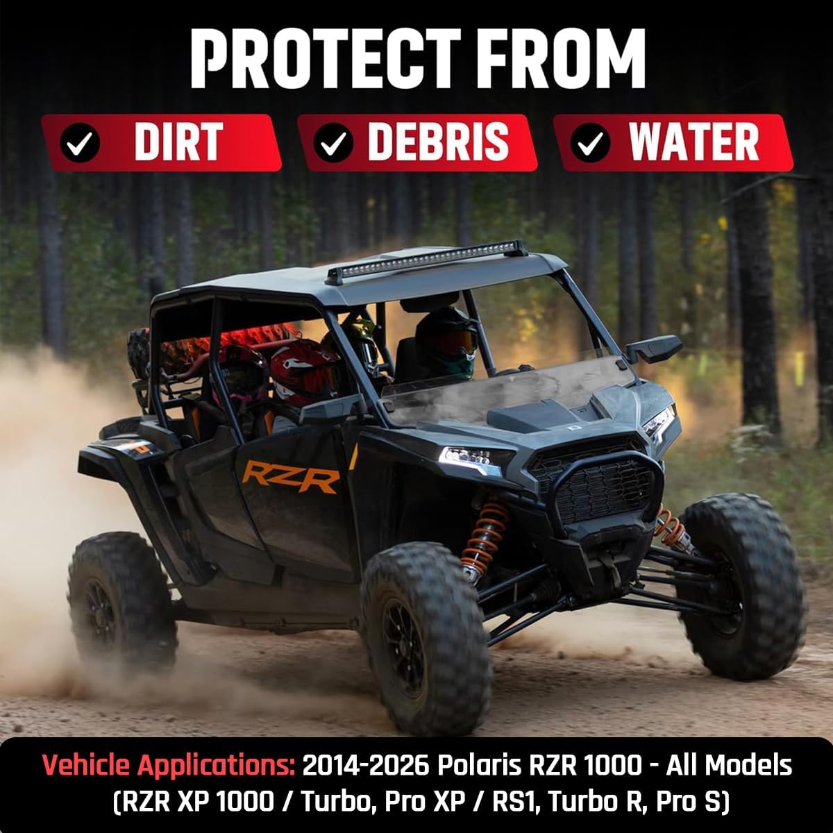 FILTERWEARS Pre-Filter F134K For Polaris RZR XP 1000 Stock Air Filters 1240822 1240957 1241084 7082097, K&N PL-1014; BLACK