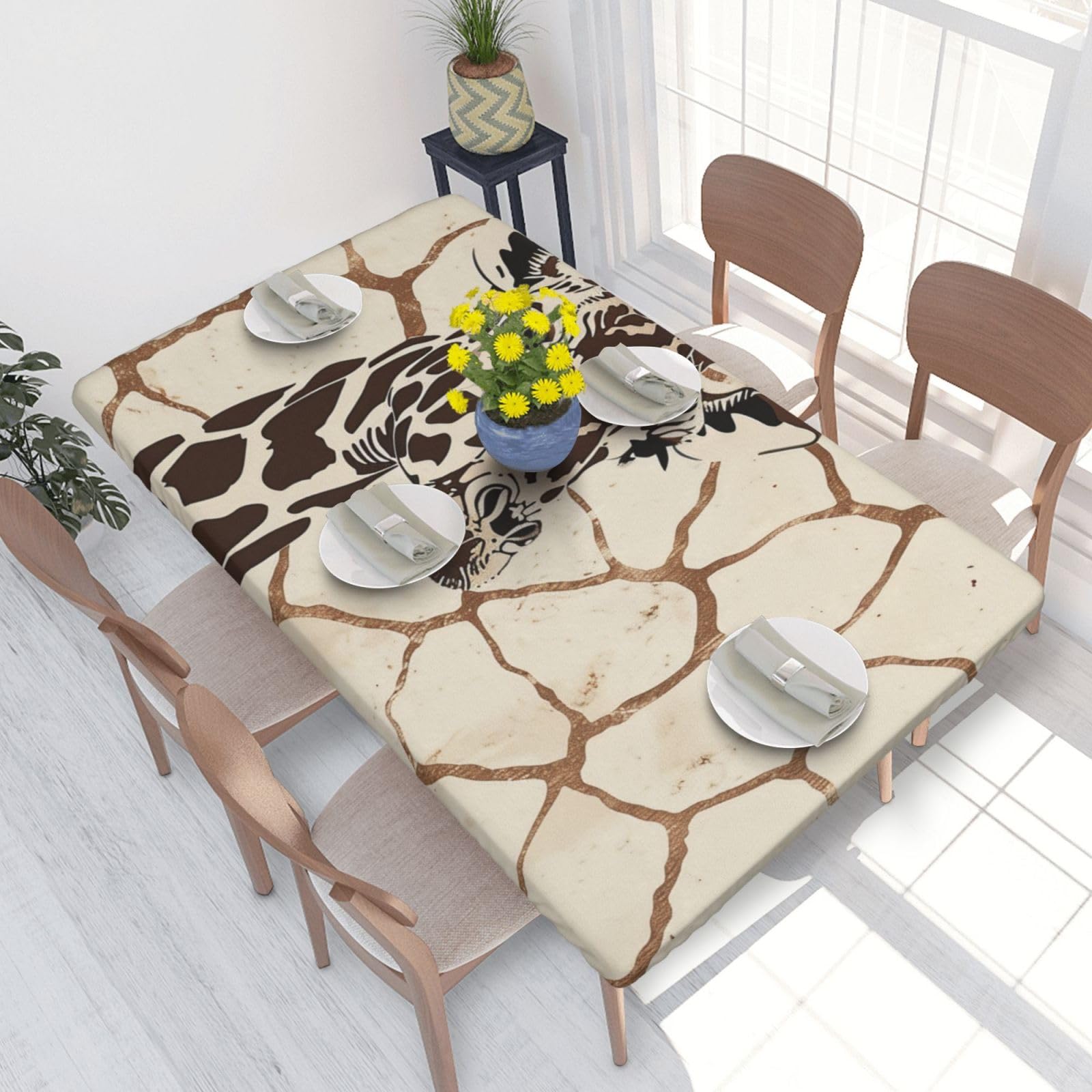 WPKJU Giraffe Print Printed Tablecloths 4ft Rectangular Table Covers Washable Polyester Decorative Table Cloth for Dining Table Picnic Wedding