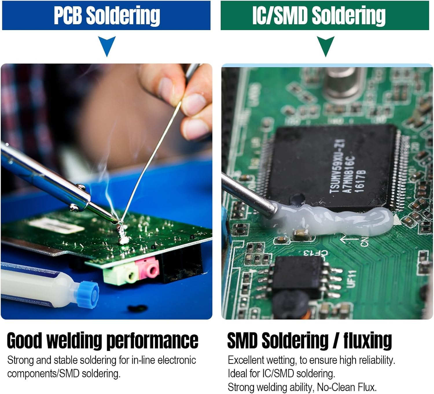 SCHOFIC UV-559 No-clean Soldering Flux Paste, Halogen-free, Electronics and BGA Repair, 10mL Syringe - Image 2 thumbnail